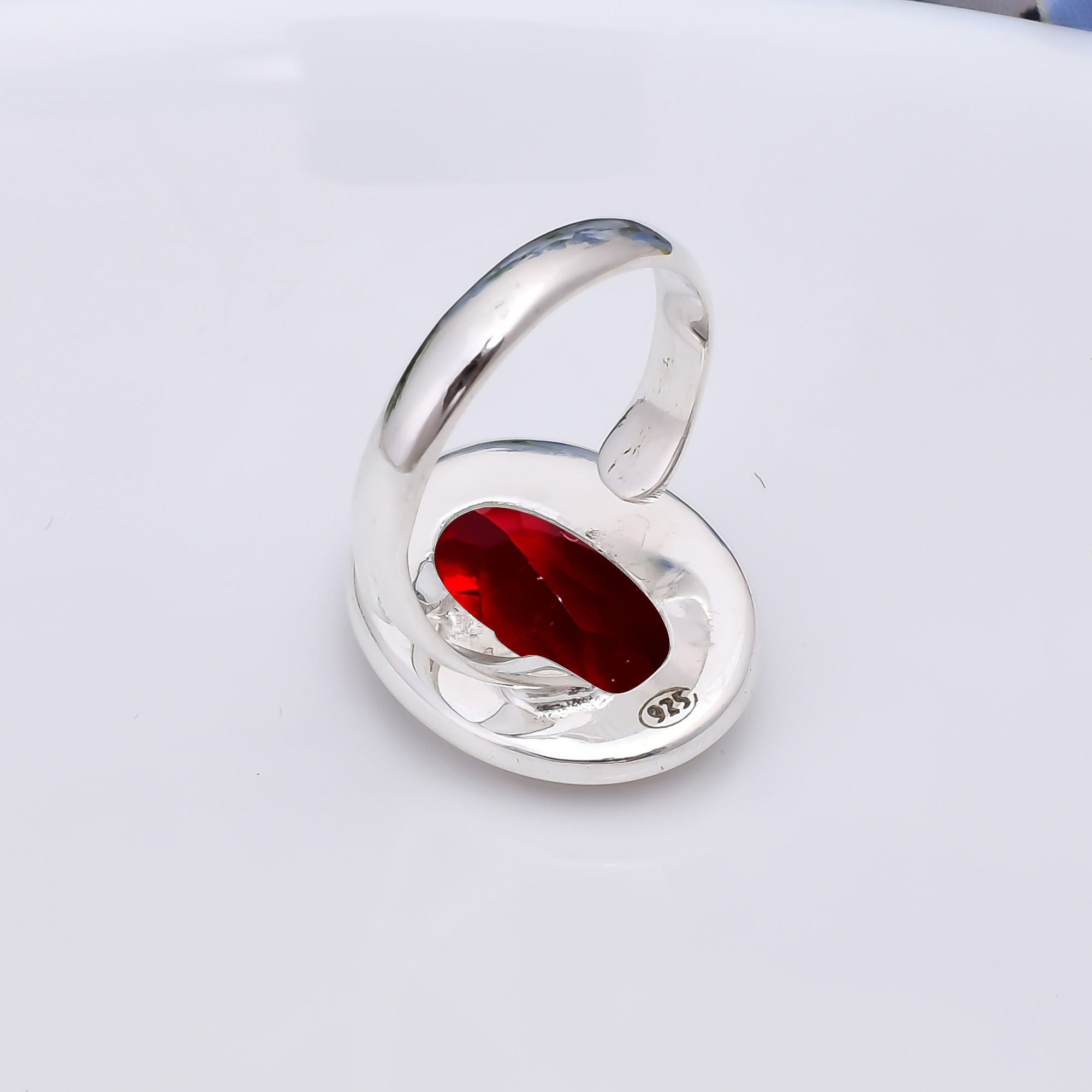 Red Garnet - Simulated 925 Sterling Silver Ring