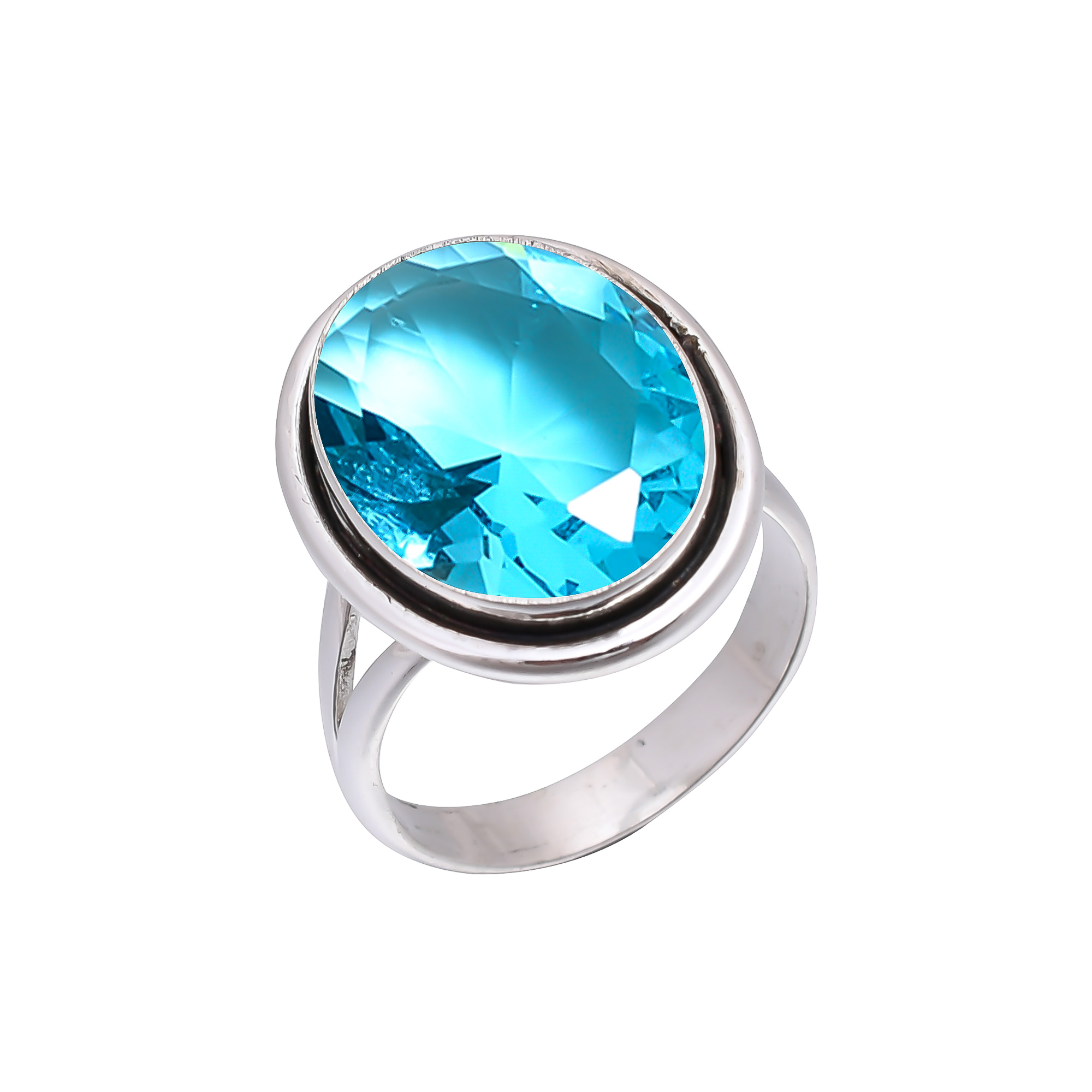 Blue Topaz - Simulated 925 Sterling Silver Ring