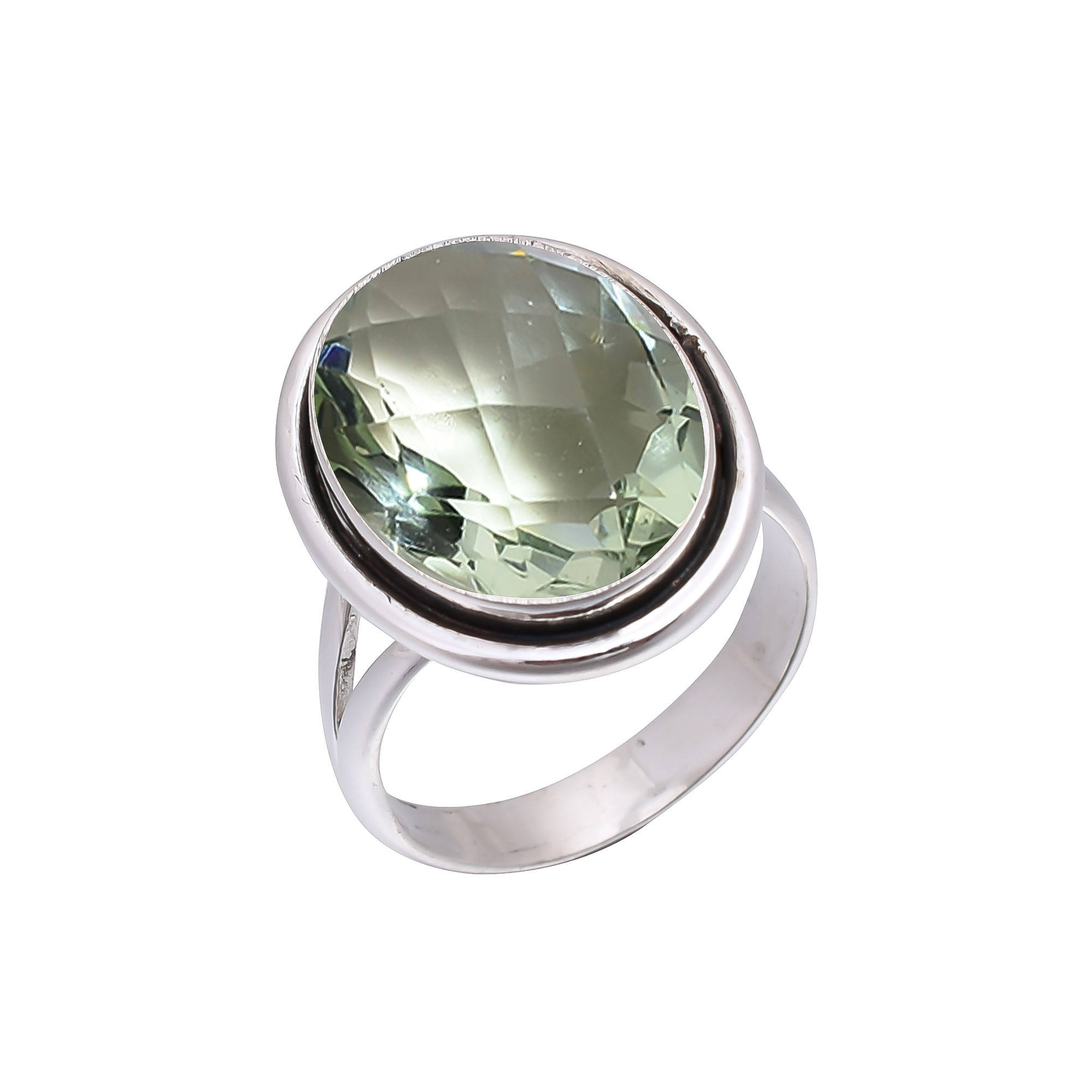 Green Amethyst - Simulated 925 Sterling Silver Ring