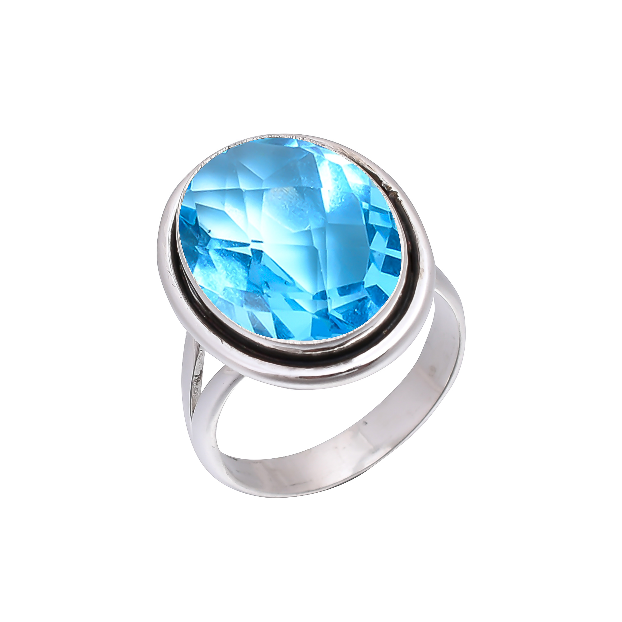 Blue Topaz - Simulated 925 Sterling Silver Ring