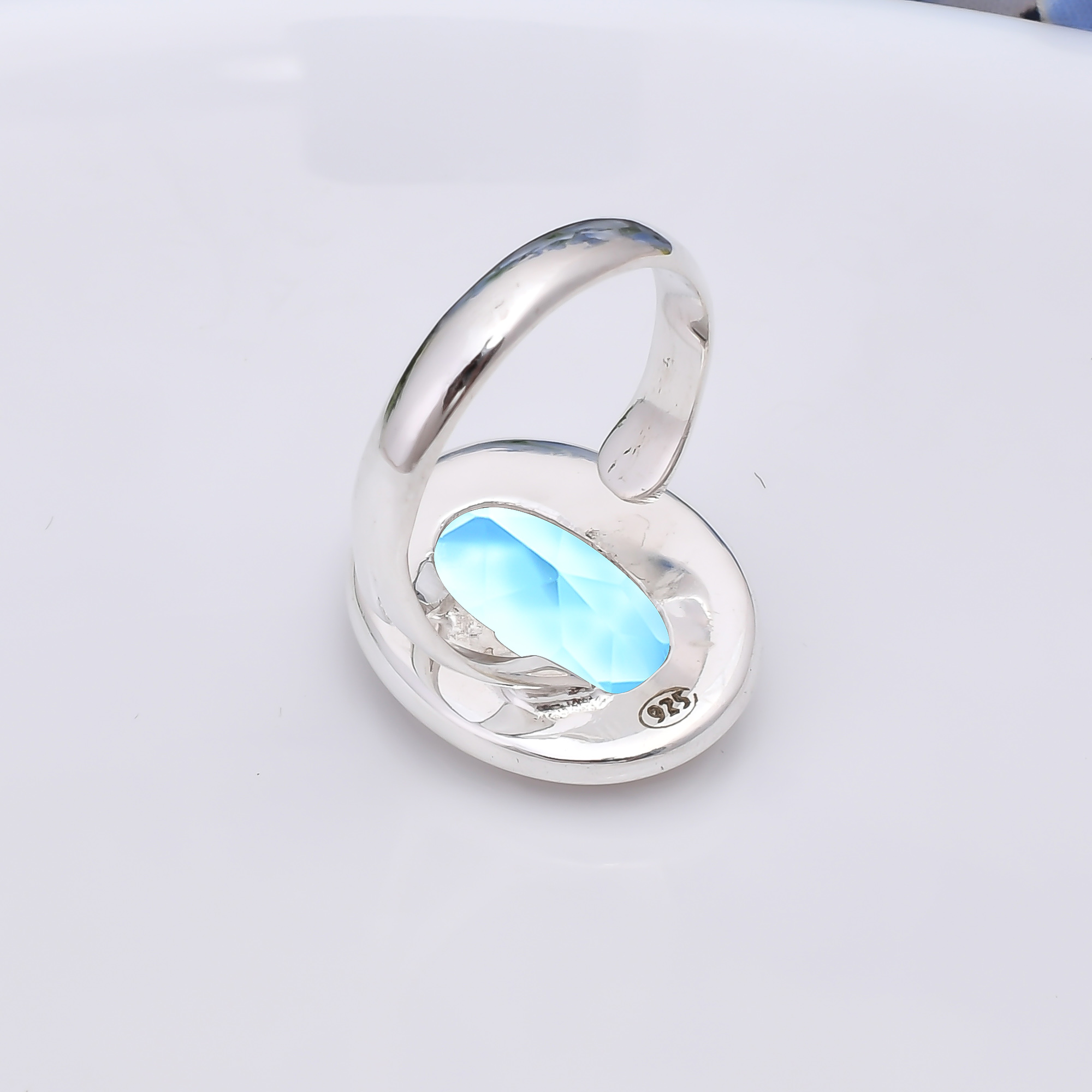 Blue Topaz - Simulated 925 Sterling Silver Ring
