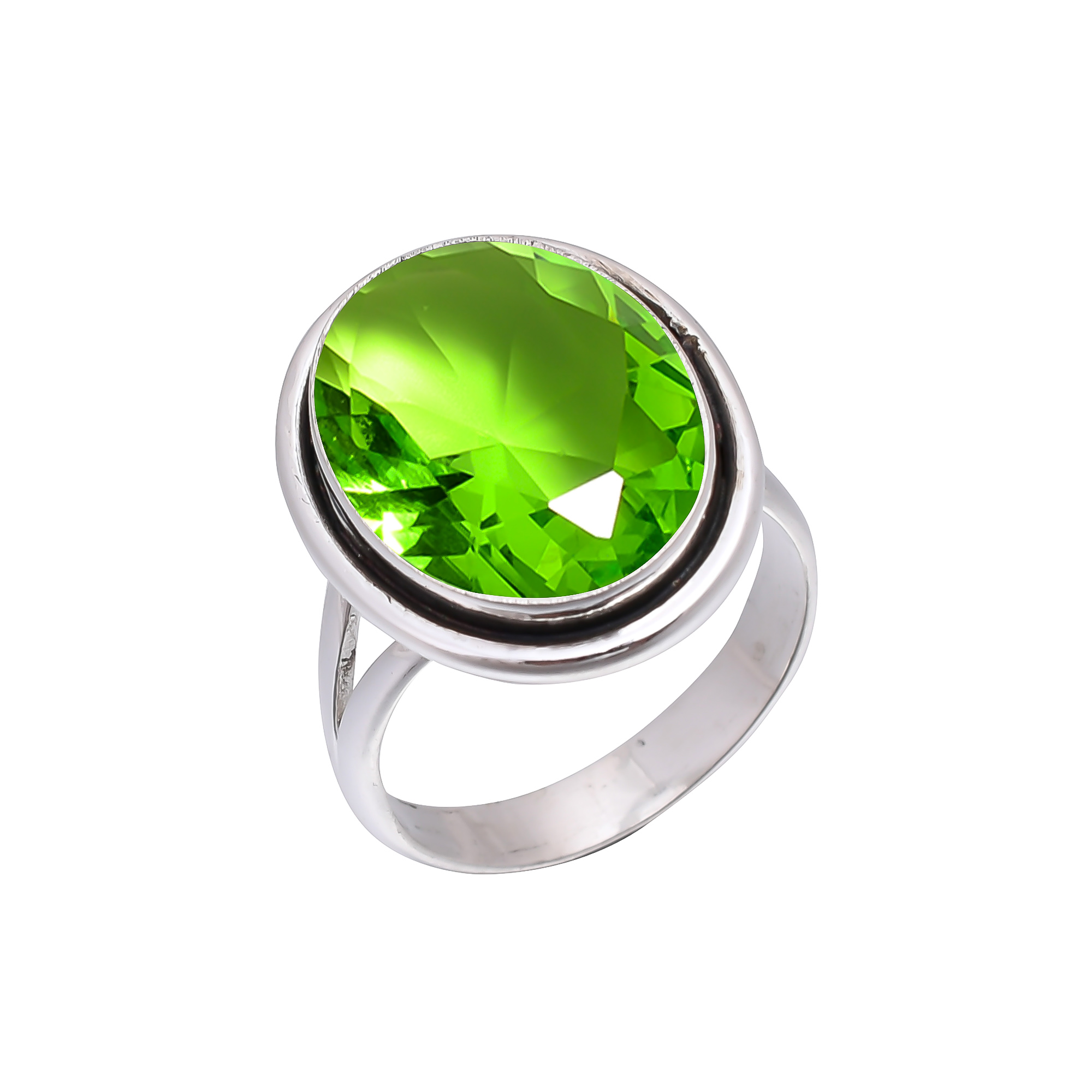 Peridot - Simulated 925 Sterling Silver Ring