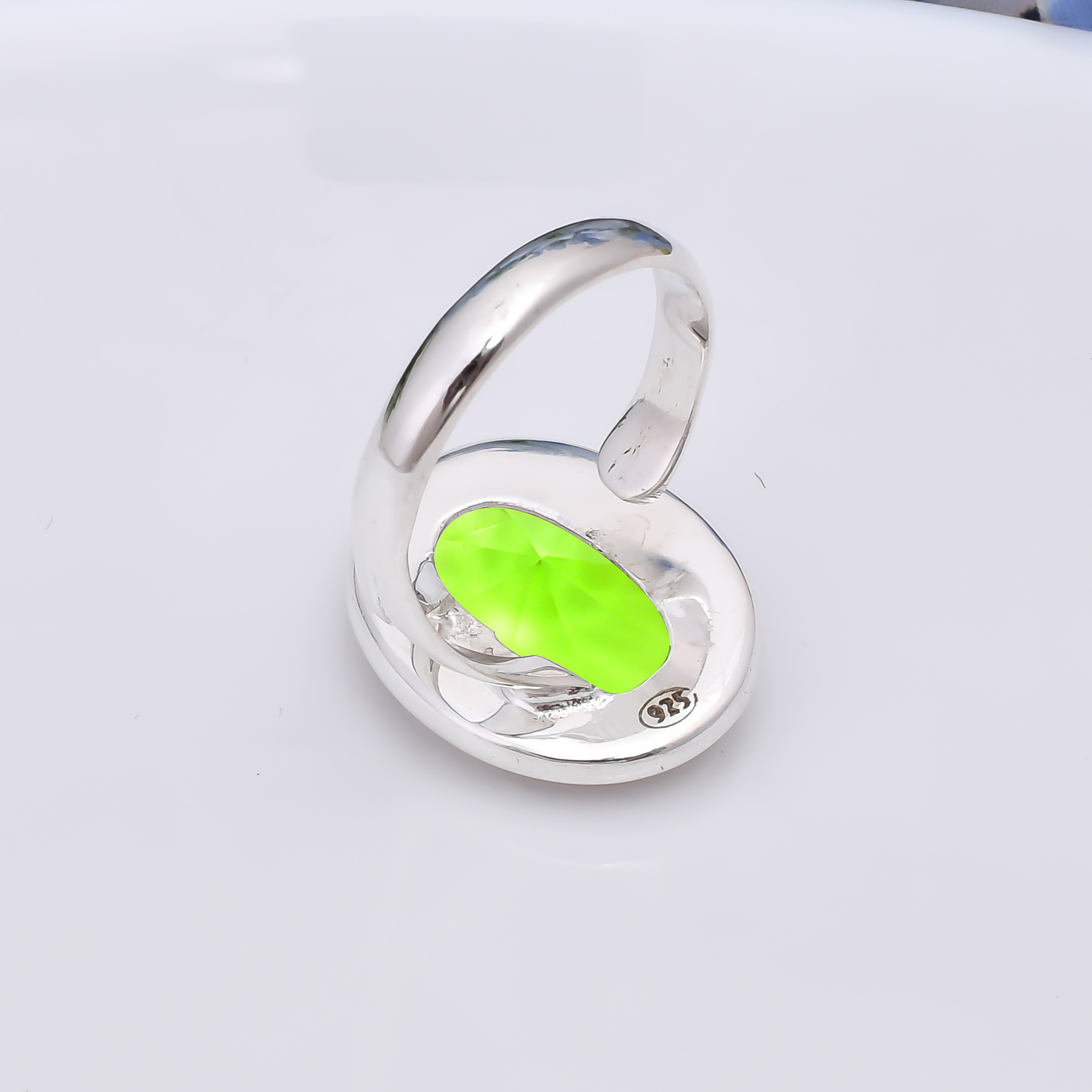 Peridot - Simulated 925 Sterling Silver Ring