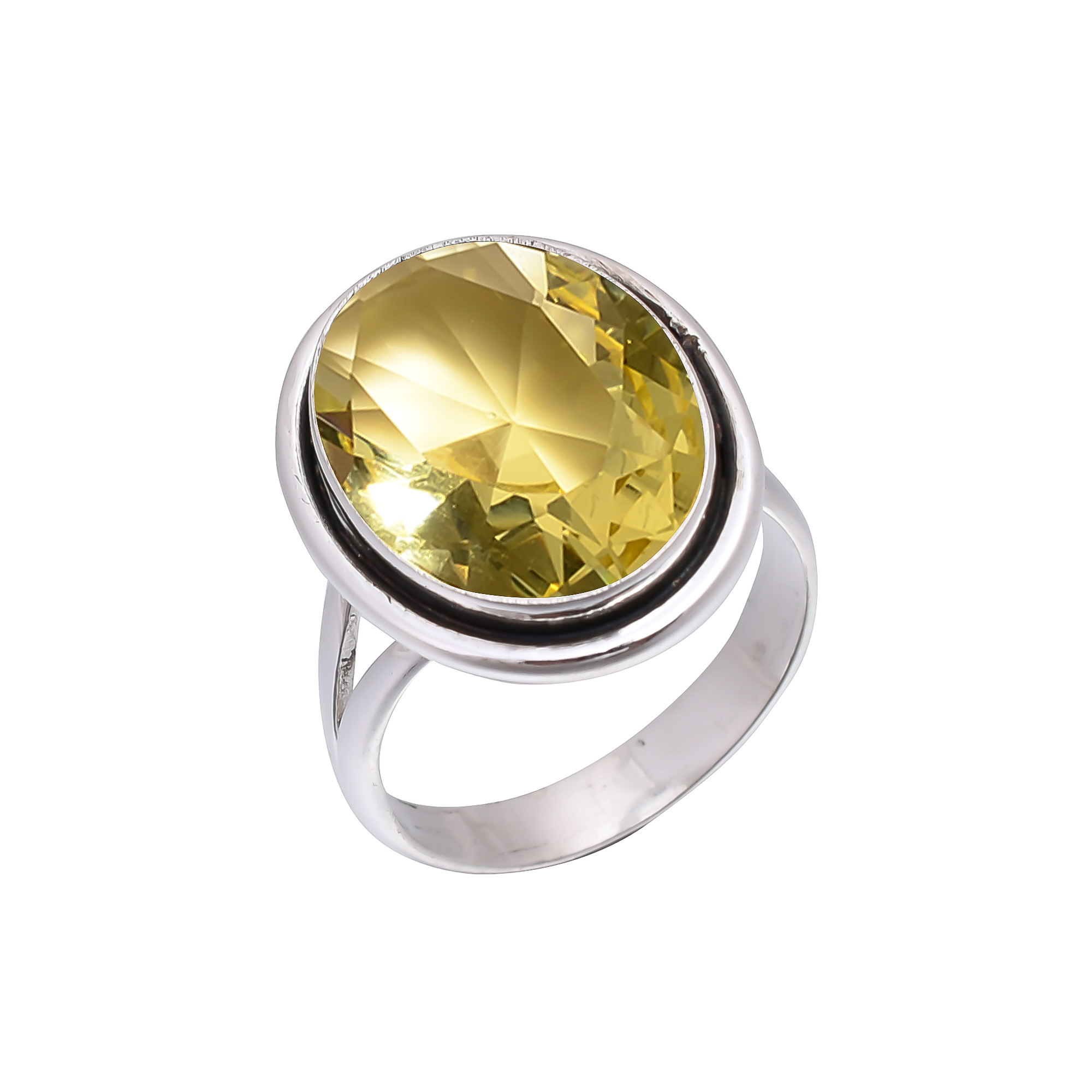 Lemon Quartz - Simulated 925 Sterling Silver Ring