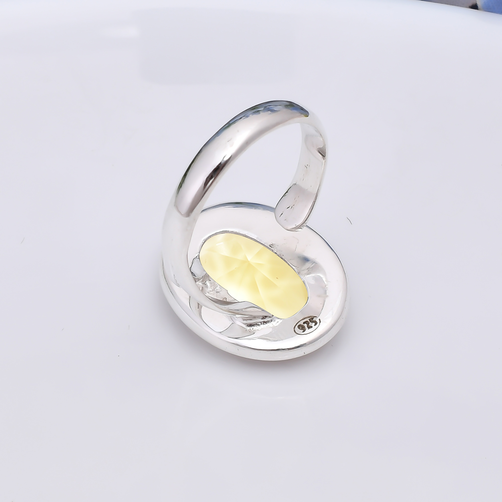 Lemon Quartz - Simulated 925 Sterling Silver Ring