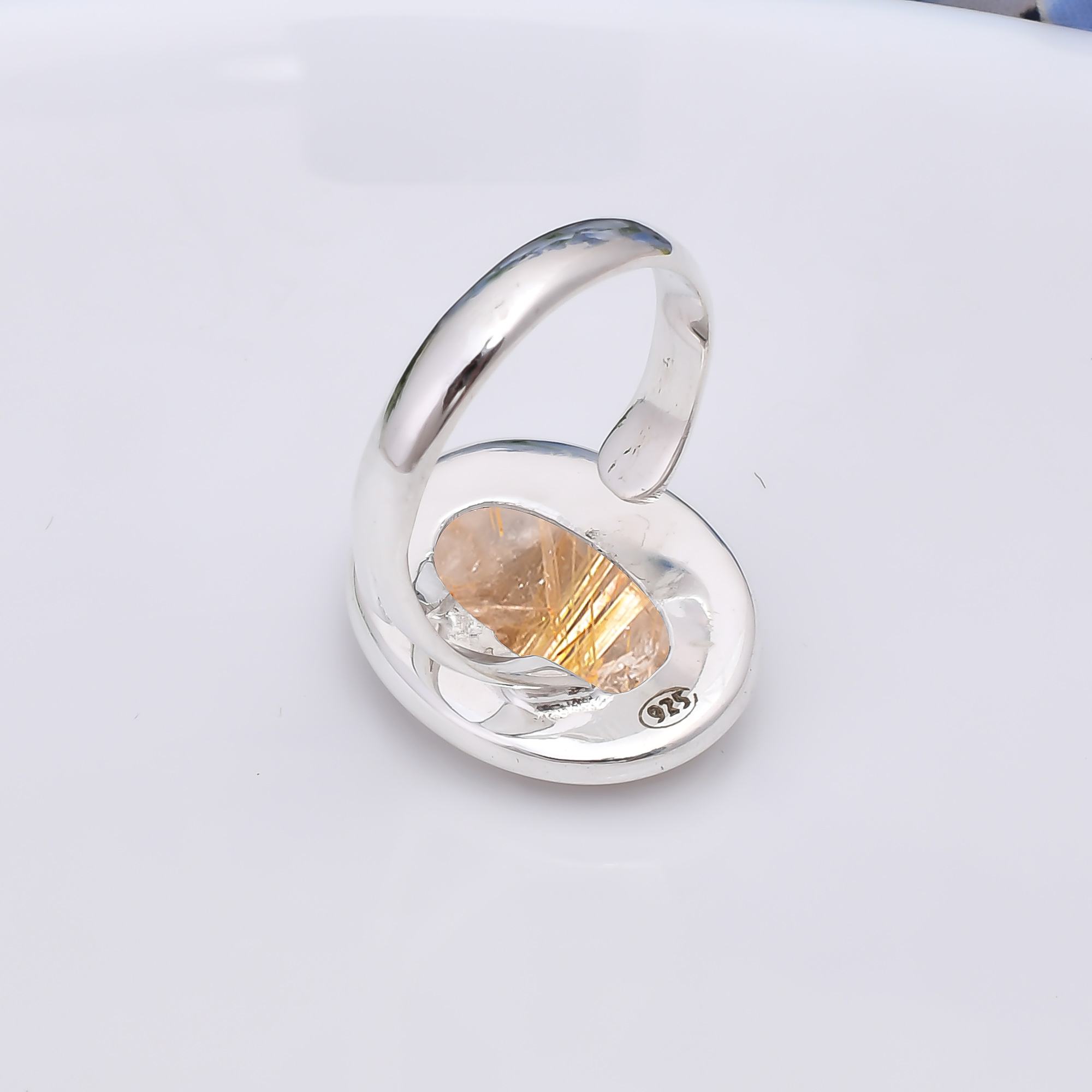 Golden Rutilated Quartz - Brazil 925 Sterling Silver Ring