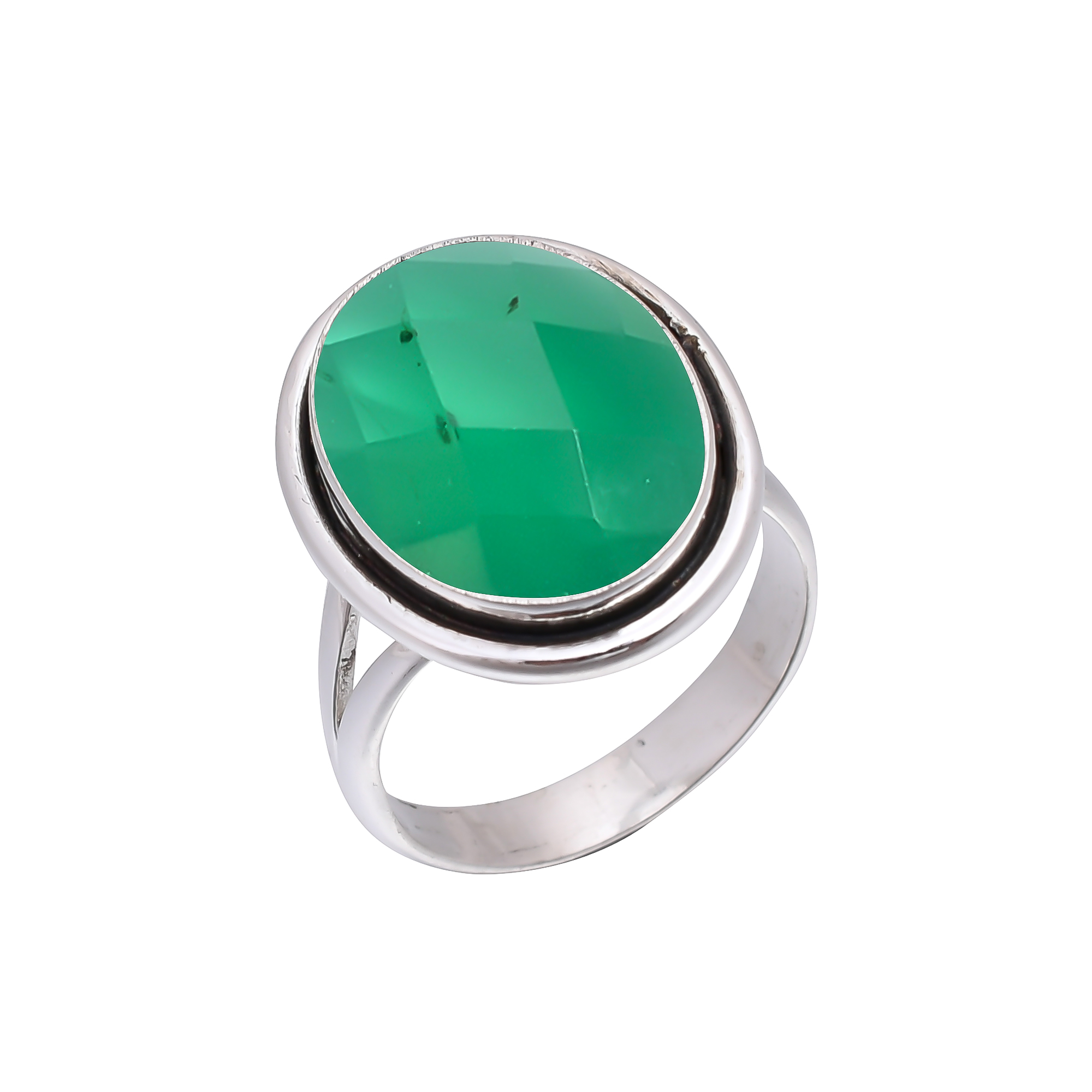 Emerald Simulated 925 Sterling Silver Ring