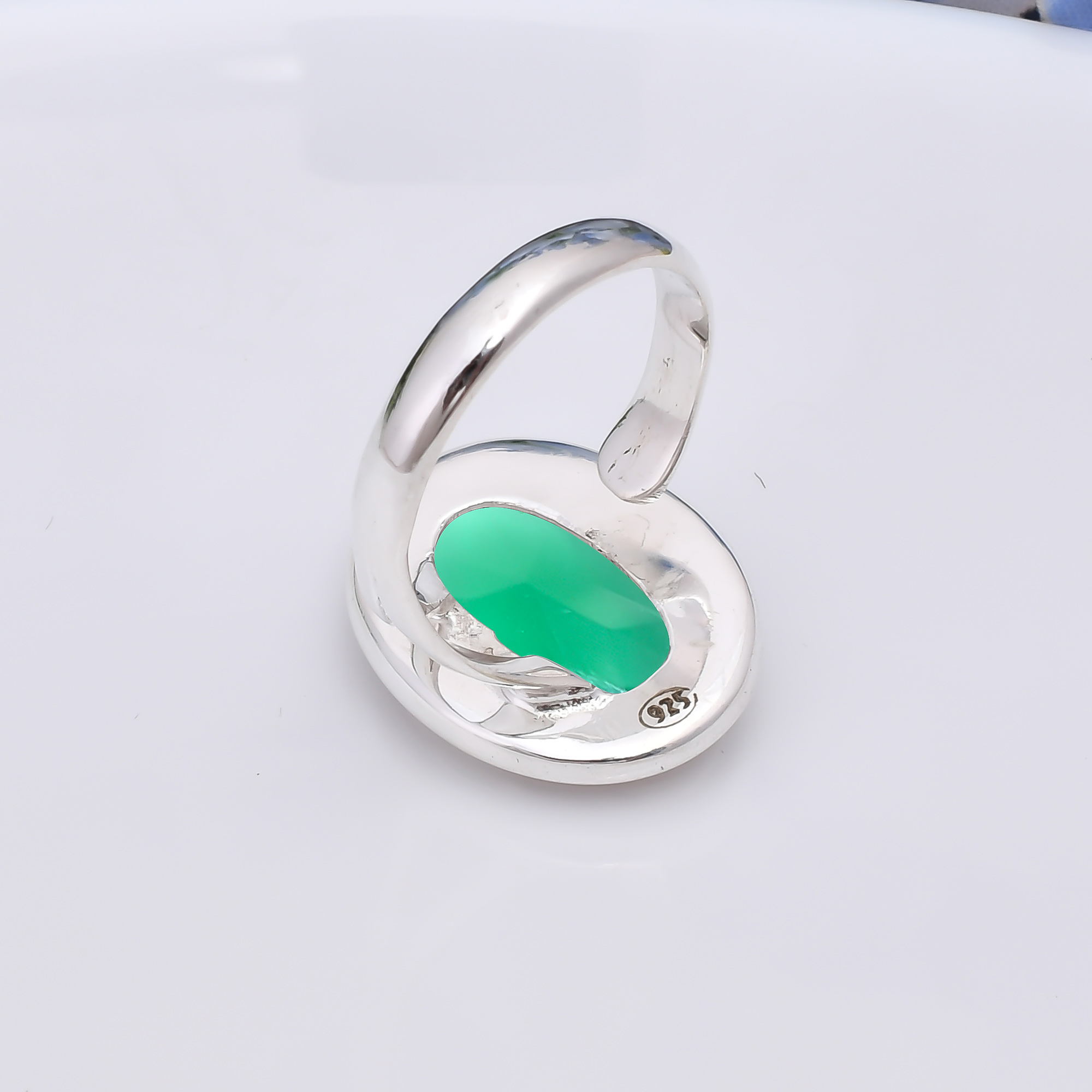Emerald Simulated 925 Sterling Silver Ring