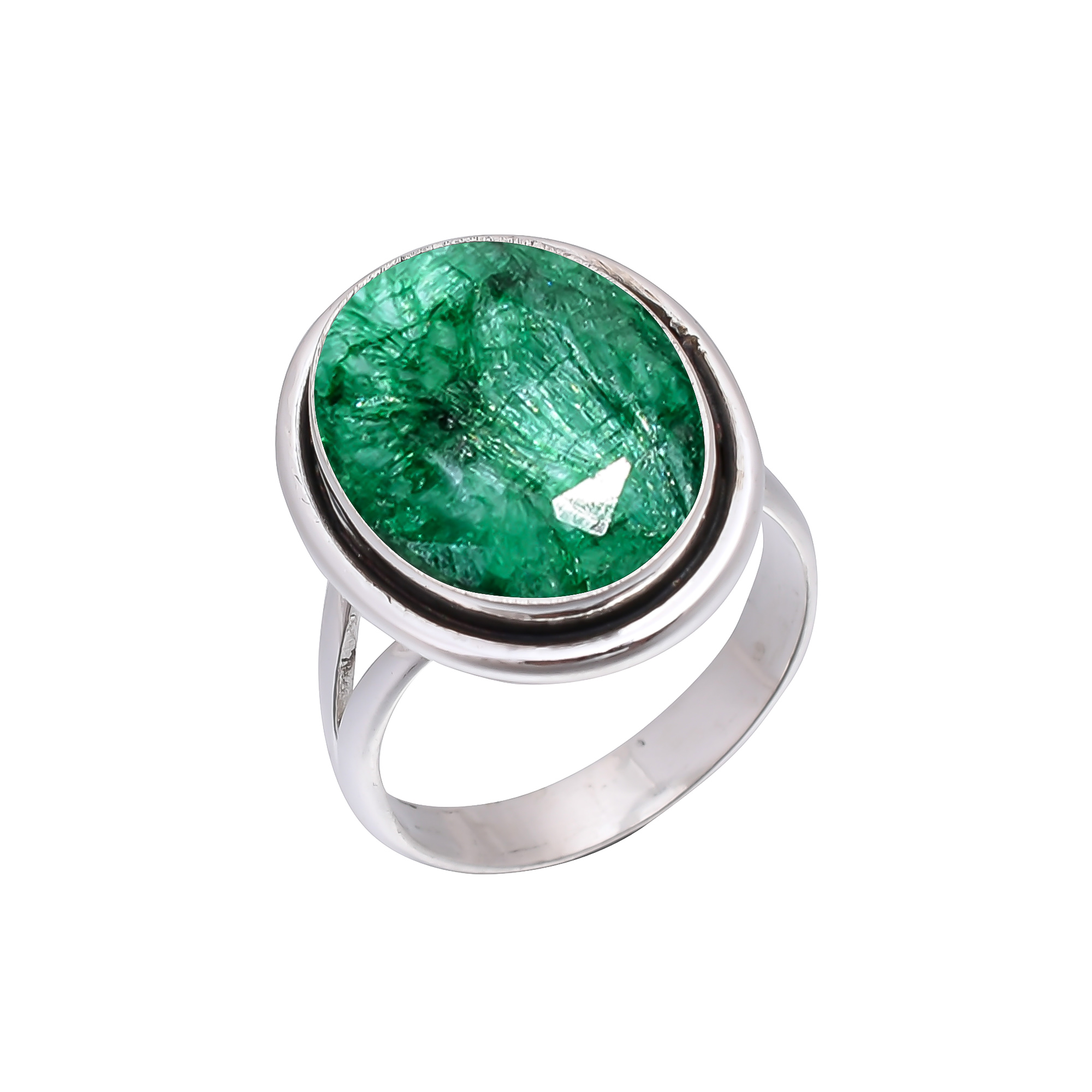 Emerlad - Dyed Quartz 925 Sterling Silver Ring