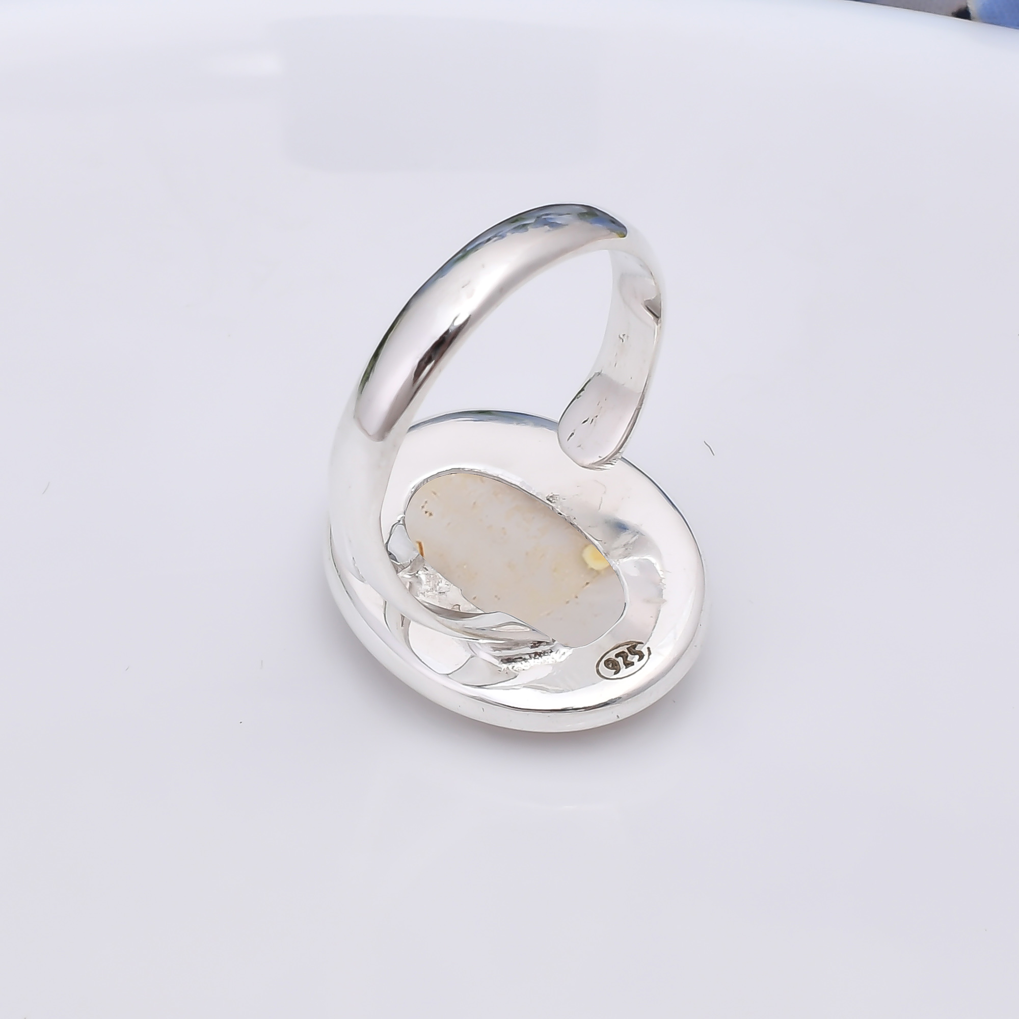 Electric Blue Titanium Agate Drusy 925 Sterling Silver Ring