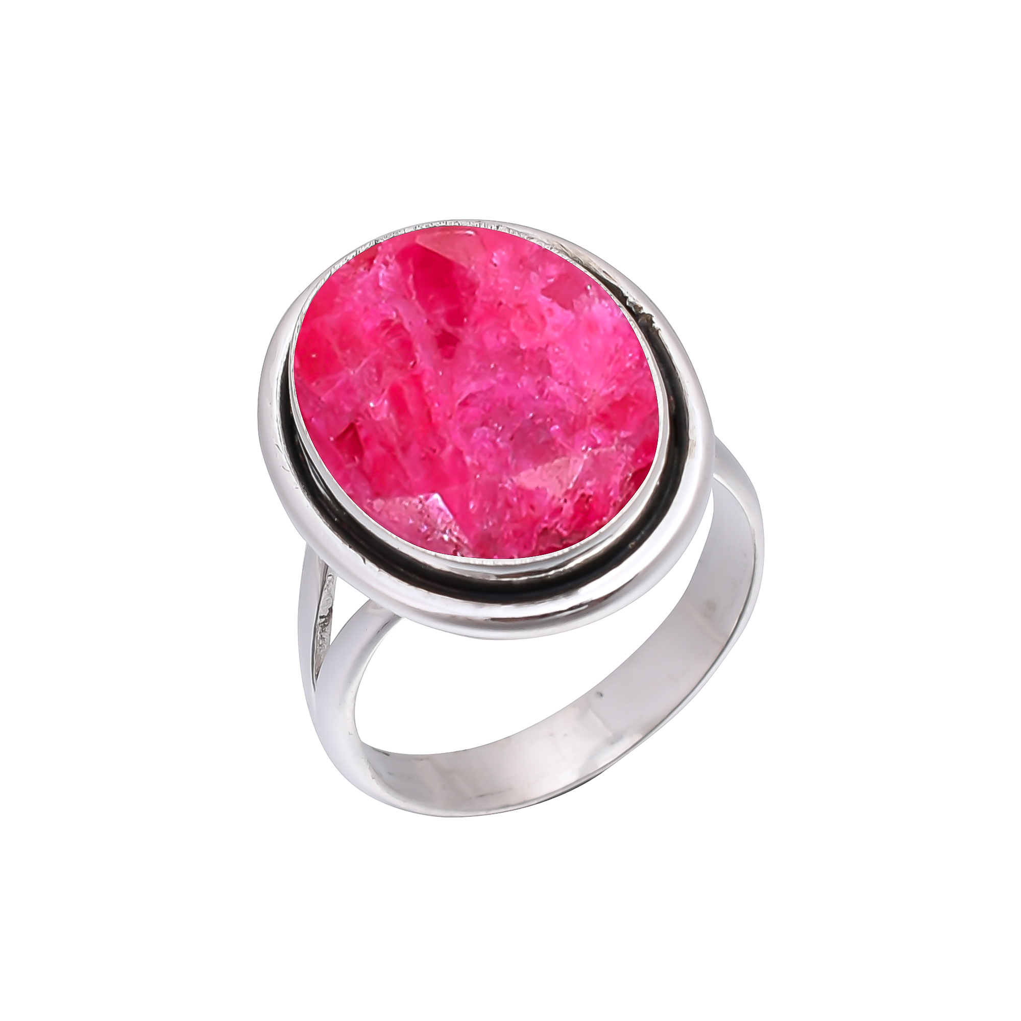Ruby - Dyed Quartz 925 Sterling Silver Ring