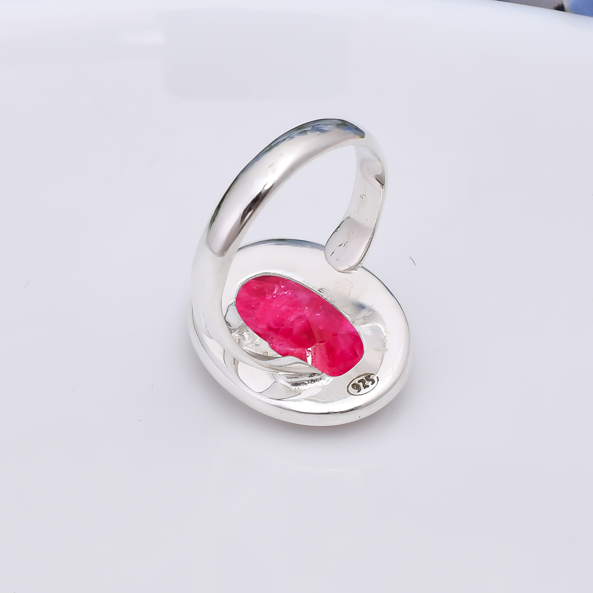 Ruby - Dyed Quartz 925 Sterling Silver Ring