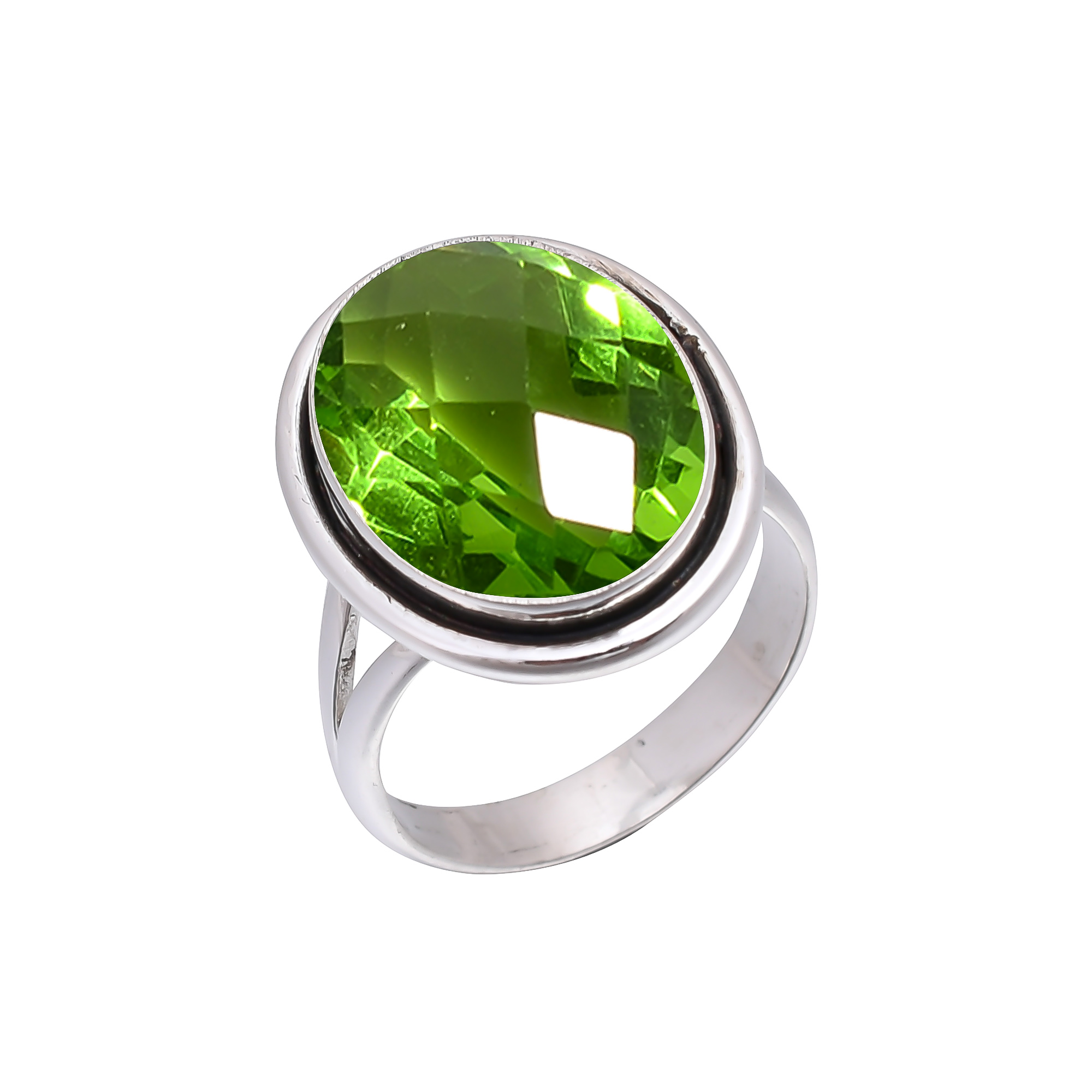 Peridot - Simulated 925 Sterling Silver Ring