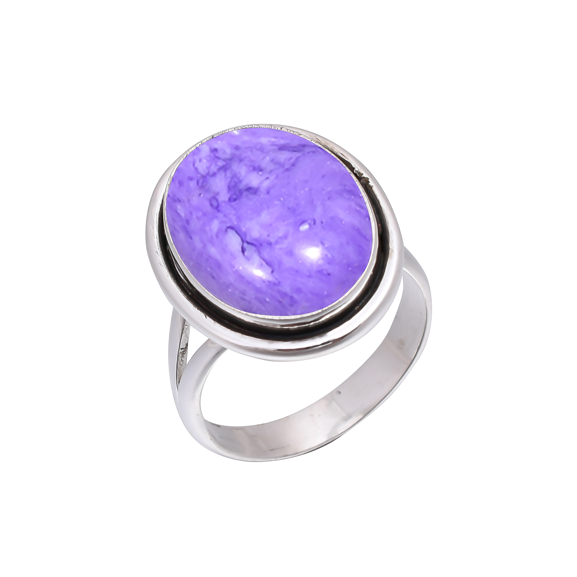 Purple Charoite - Simulated 925 Sterling Silver Ring