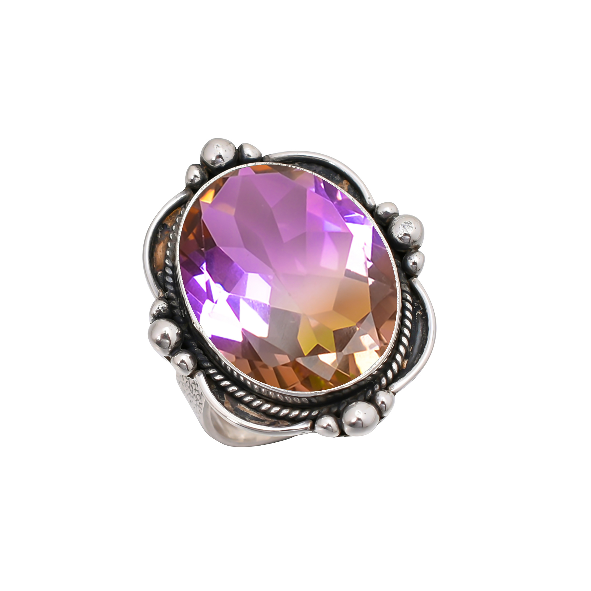 Bi-Colour Tourmaline - Simulated 925 Sterling Silver Ring