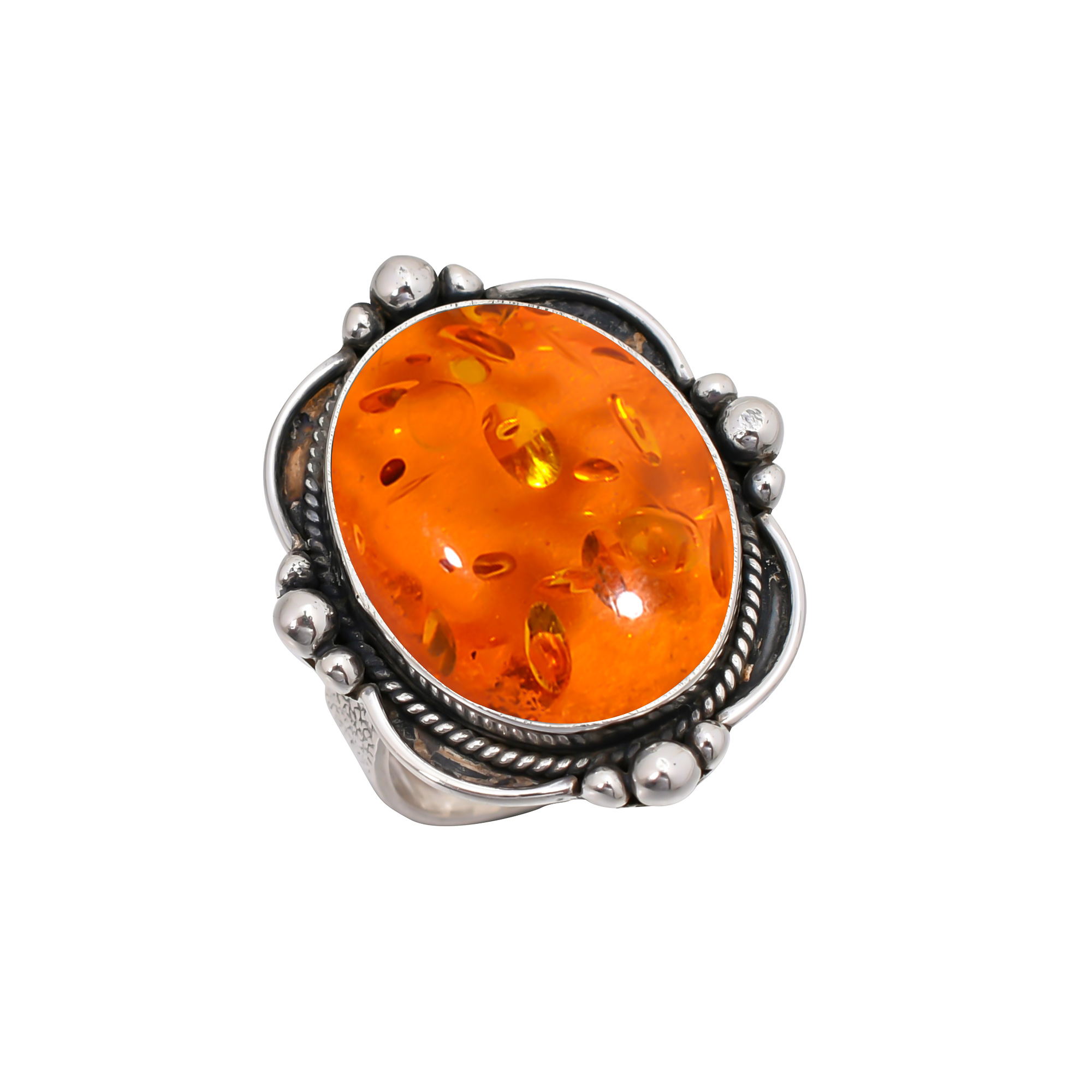 Amber - Simulated 925 Sterling Silver Ring