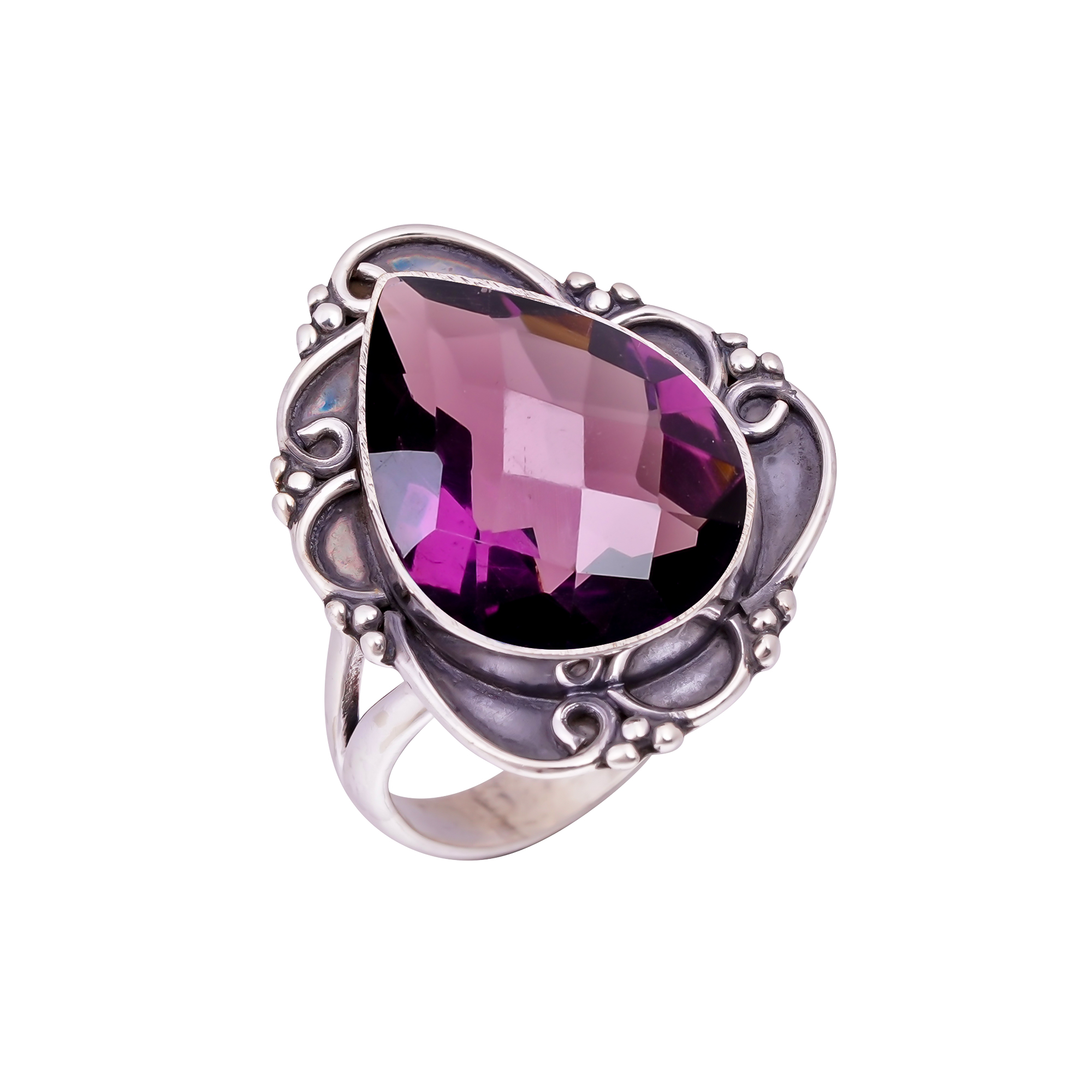 Purple Amethyst - Simulated Gemstone 925 Sterling Silver Ring