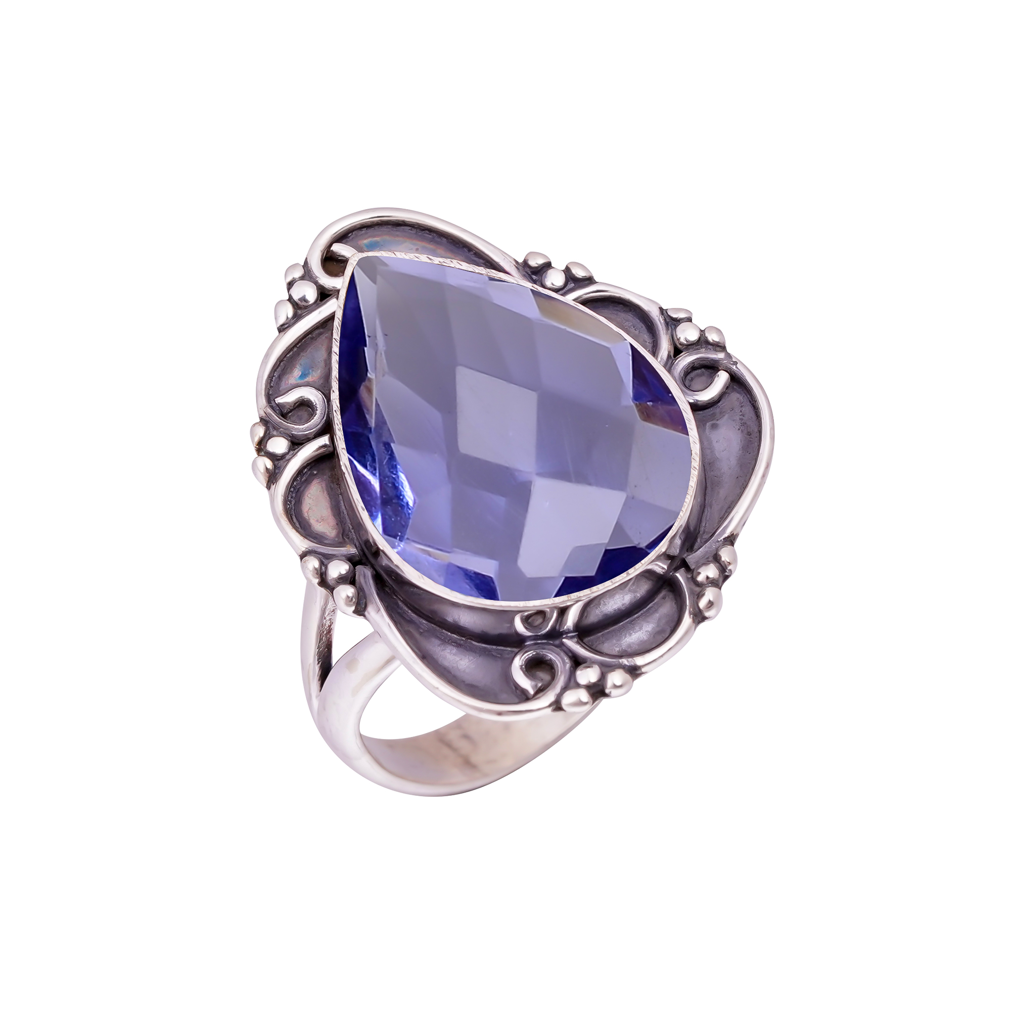 Iolite - Simulated Gemstone 925 Sterling Silver Ring