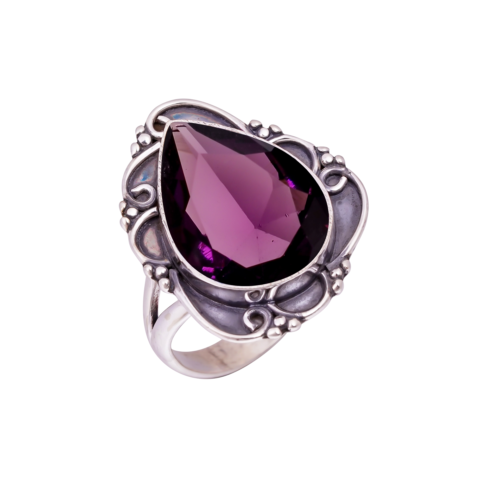 Purple Amethyst - Simulated Gemstone 925 Sterling Silver Ring
