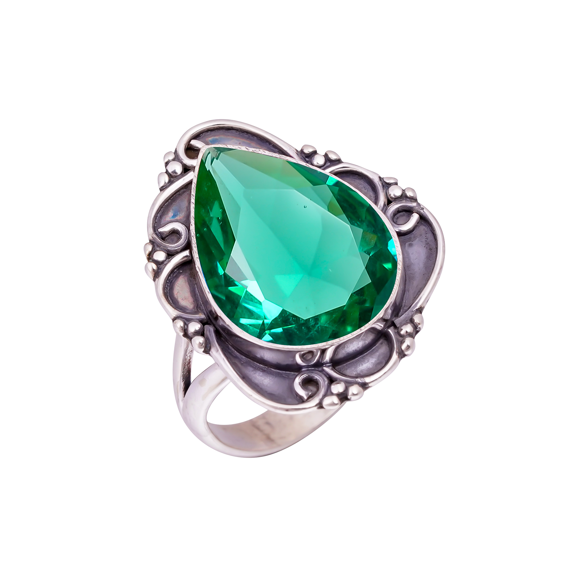 Apatite - Simulated Gemstone 925 Sterling Silver Ring