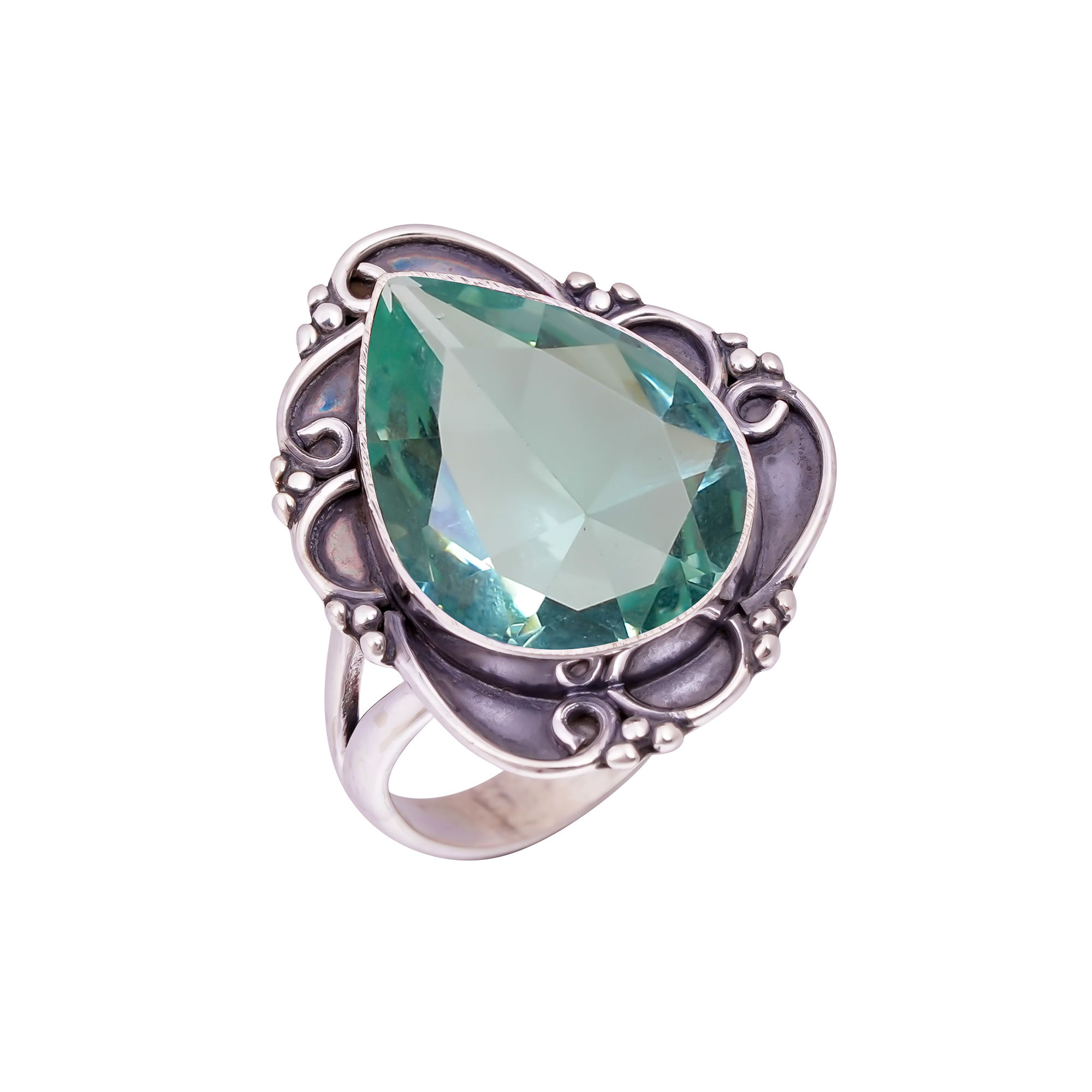 Aquamarine - Simulated Gemstone 925 Sterling Silver Ring