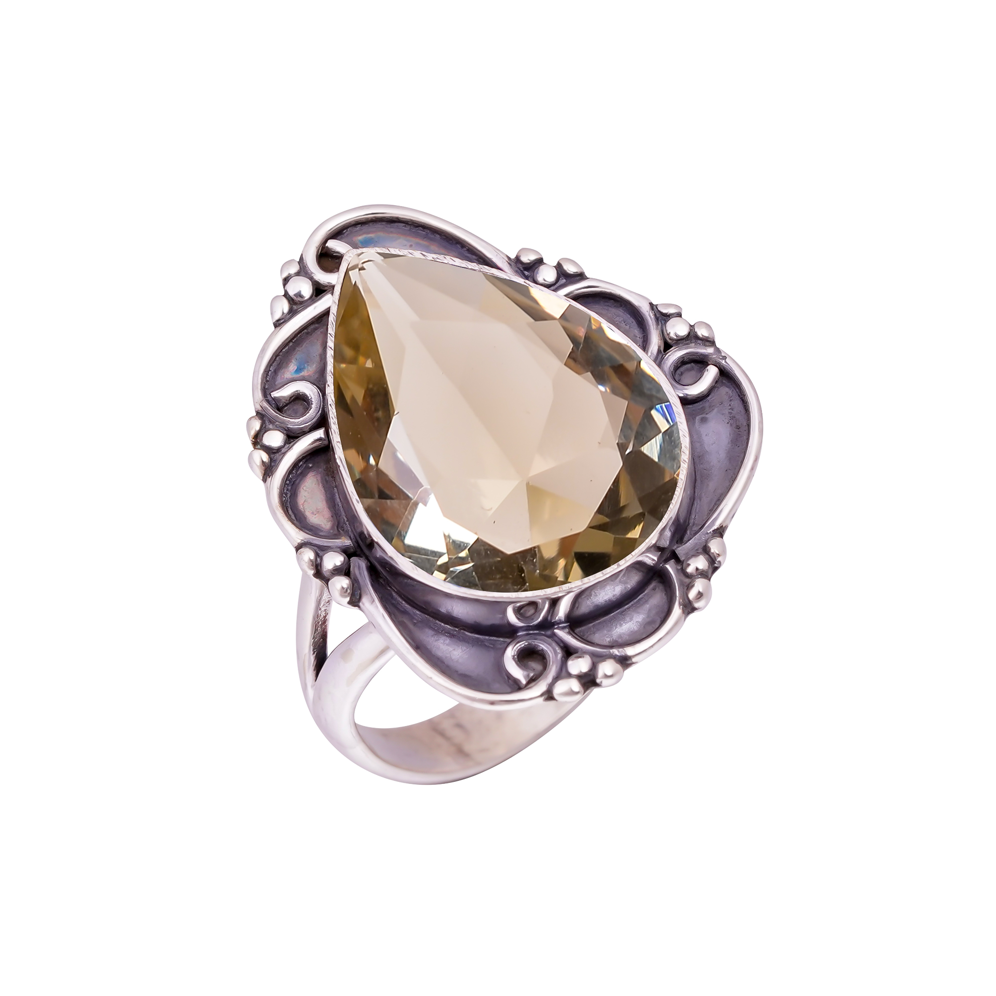 Smokey - Simulated Gemstone 925 Sterling Silver Ring