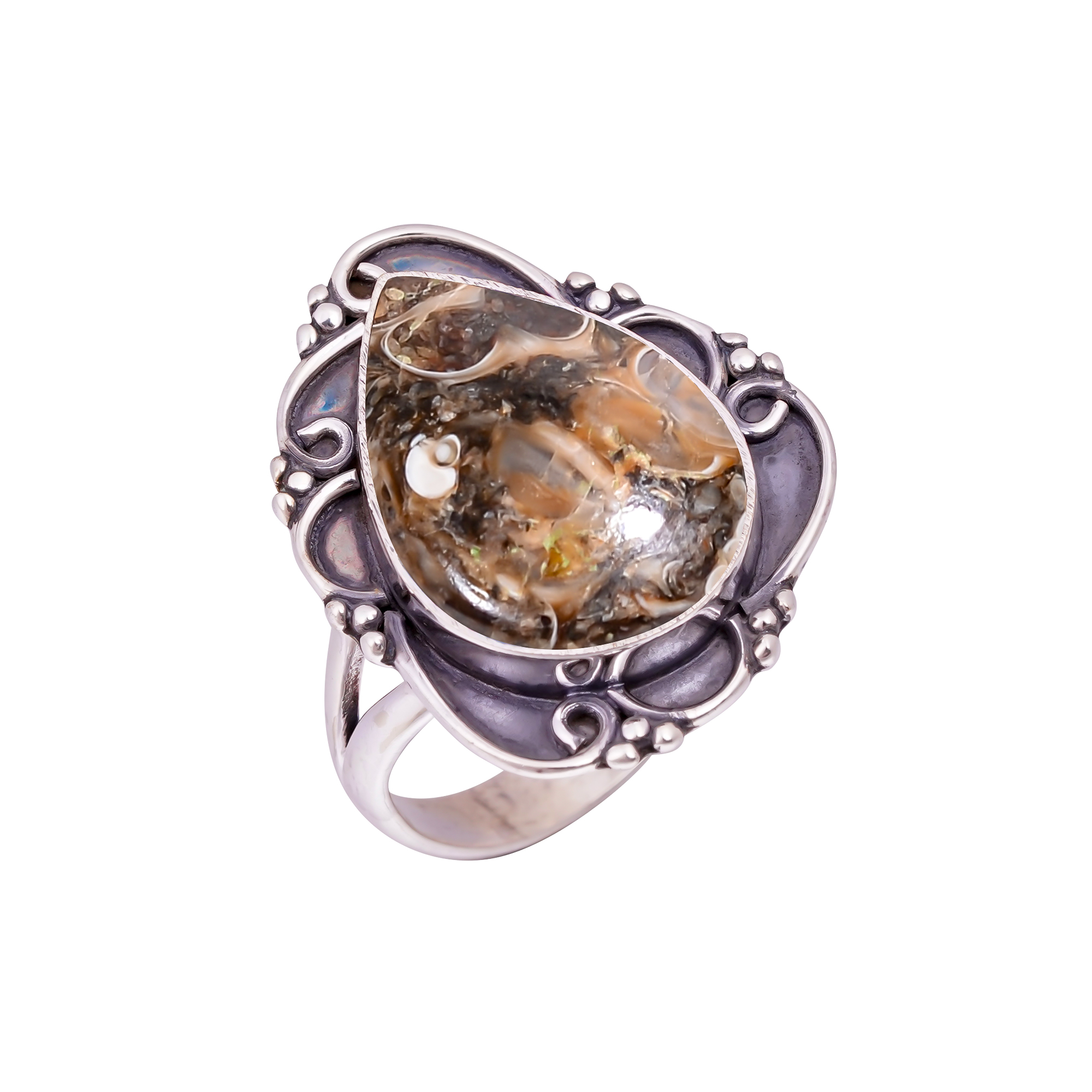 Turritella Agate - Wyoming Gemstone 925 Sterling Silver Ring