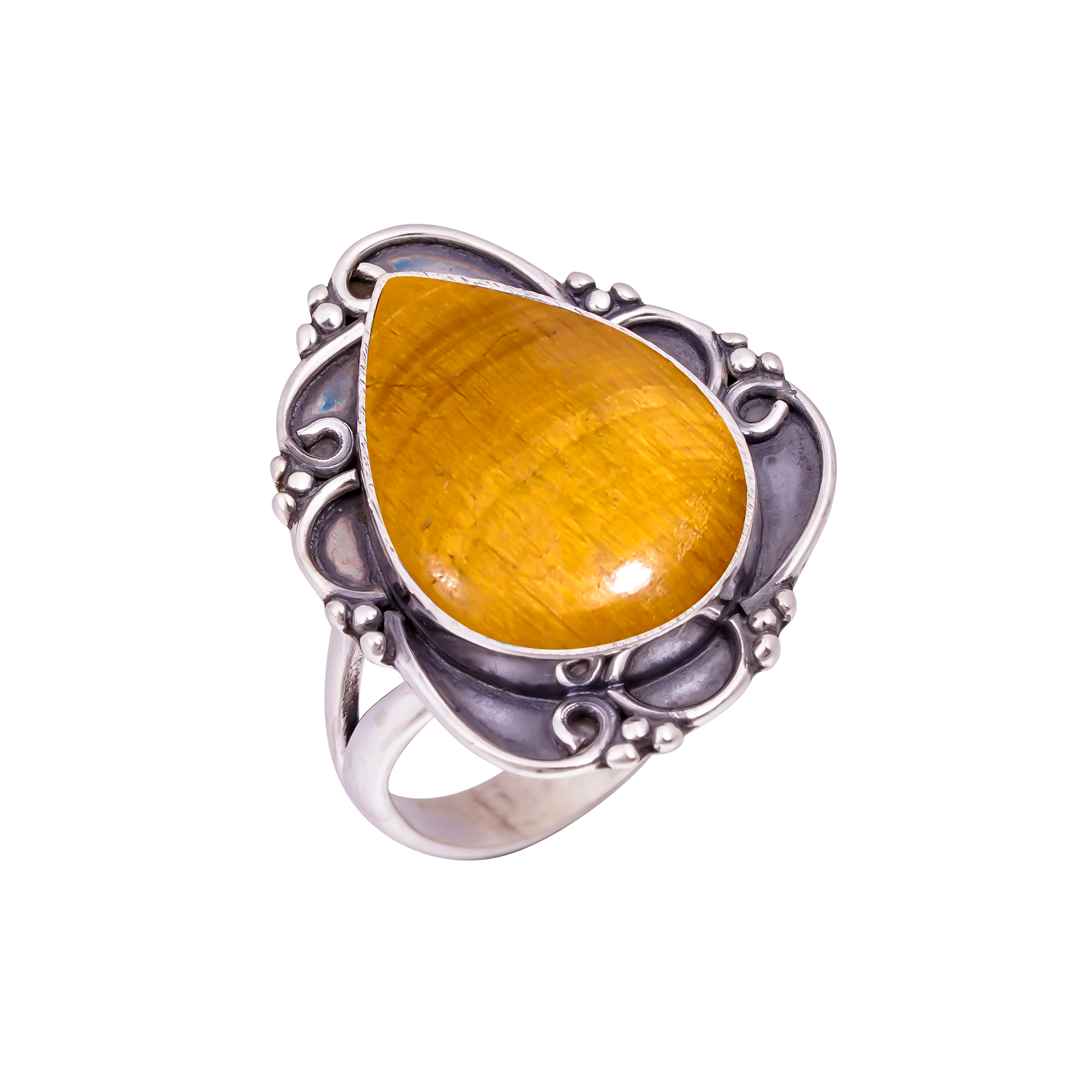 Yellow Tiger Eye - South Africa Gemstone 925 Sterling Silver Ring