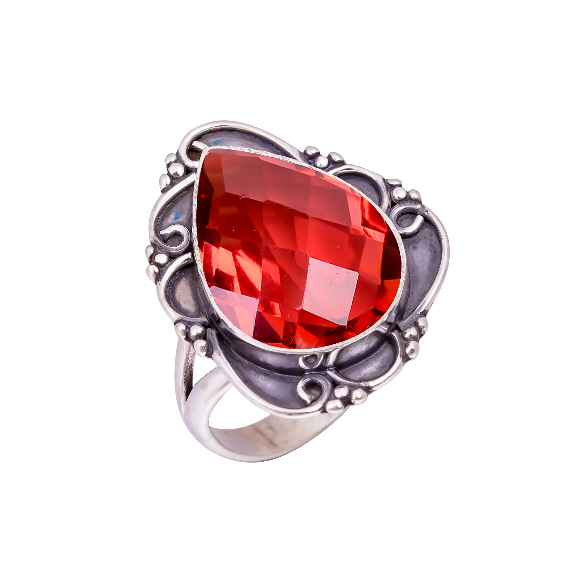 Pink Rubellite Tourmaline - Simulated Gemstone 925 Sterling Silver Ring