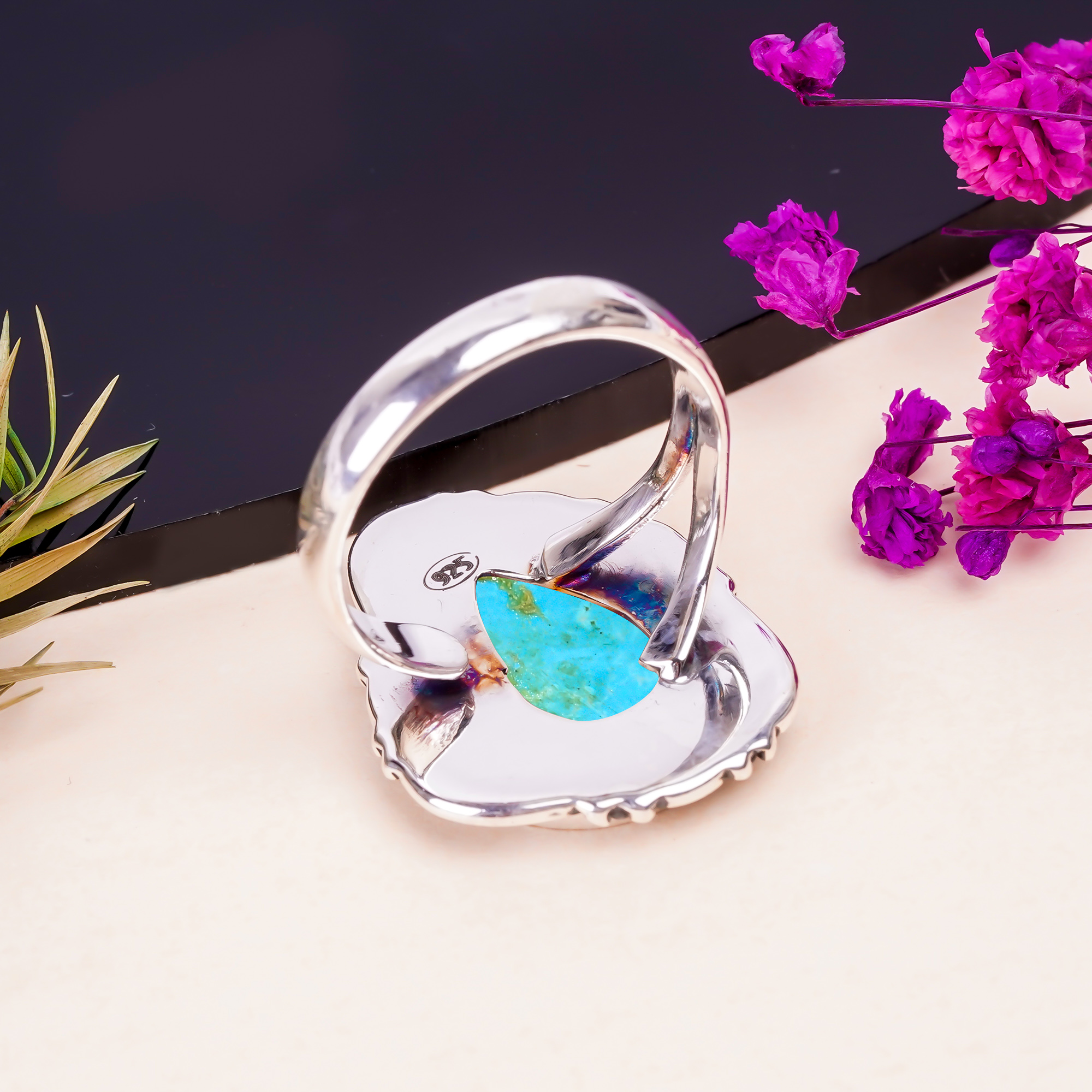 Magnesite Turquoise  Gemstone 925 Sterling Silver Ring