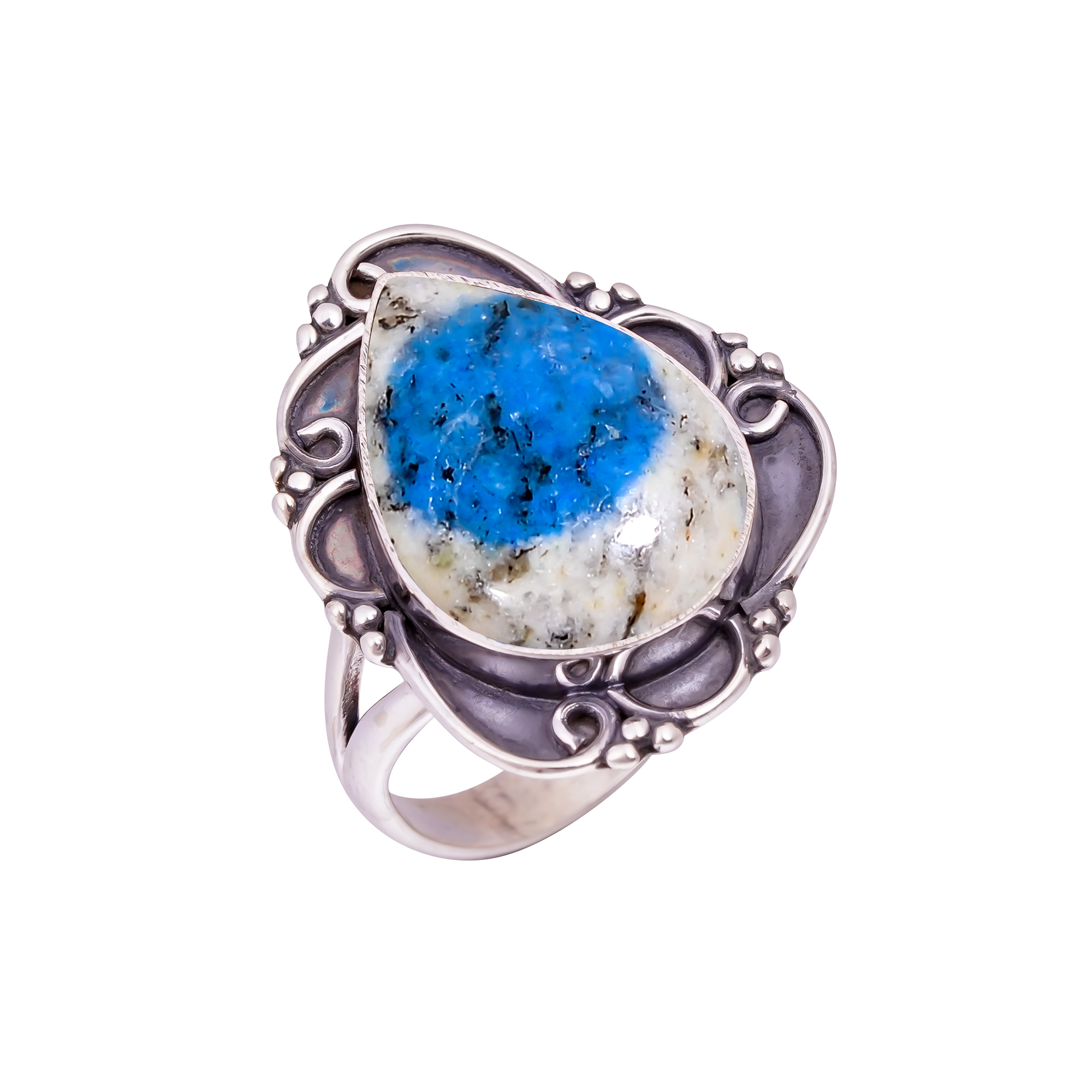 K2 Blue Azurite - Pakistan Gemstone 925 Sterling Silver Ring