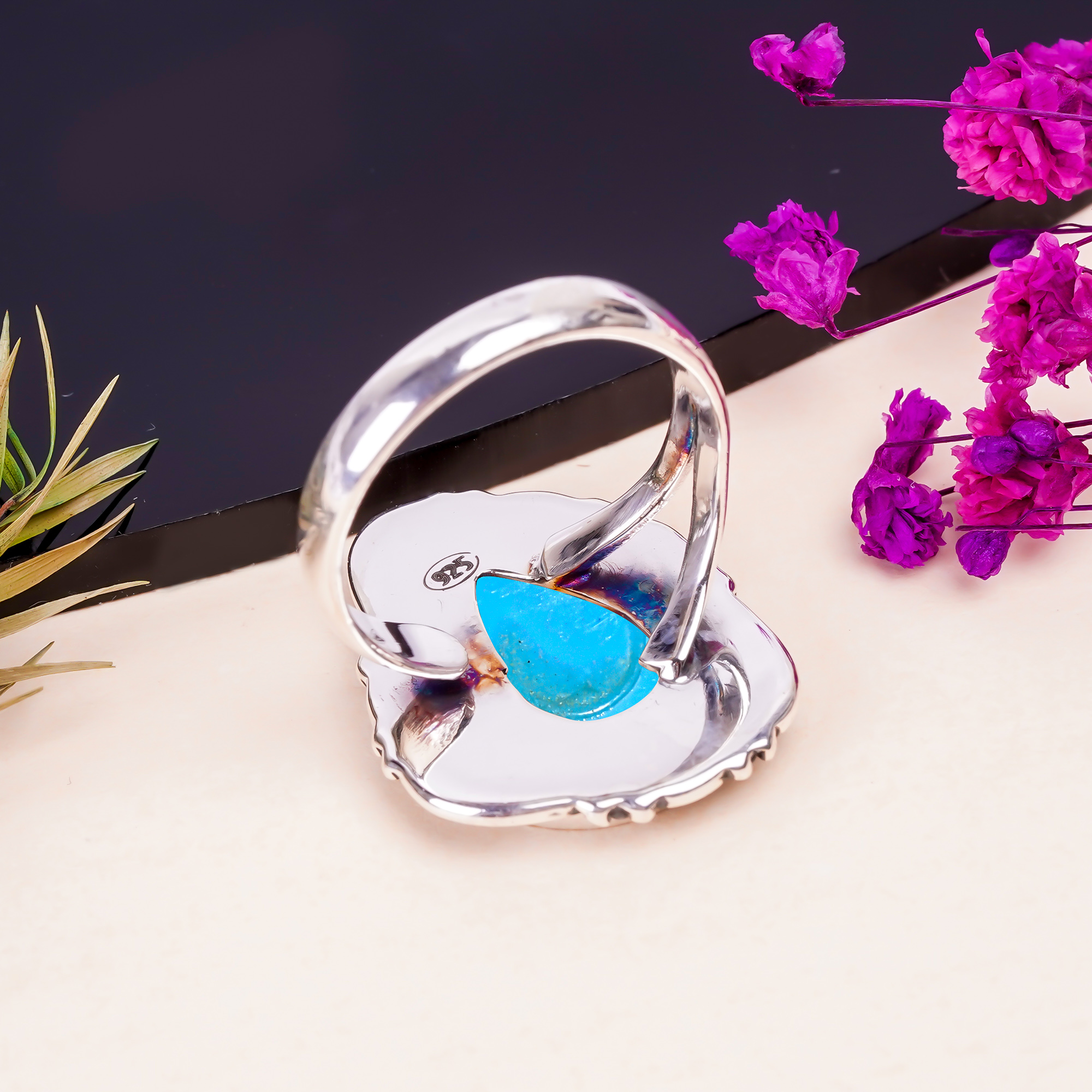 Sleeping Beauty Turquoise  Gemstone 925 Sterling Silver Ring