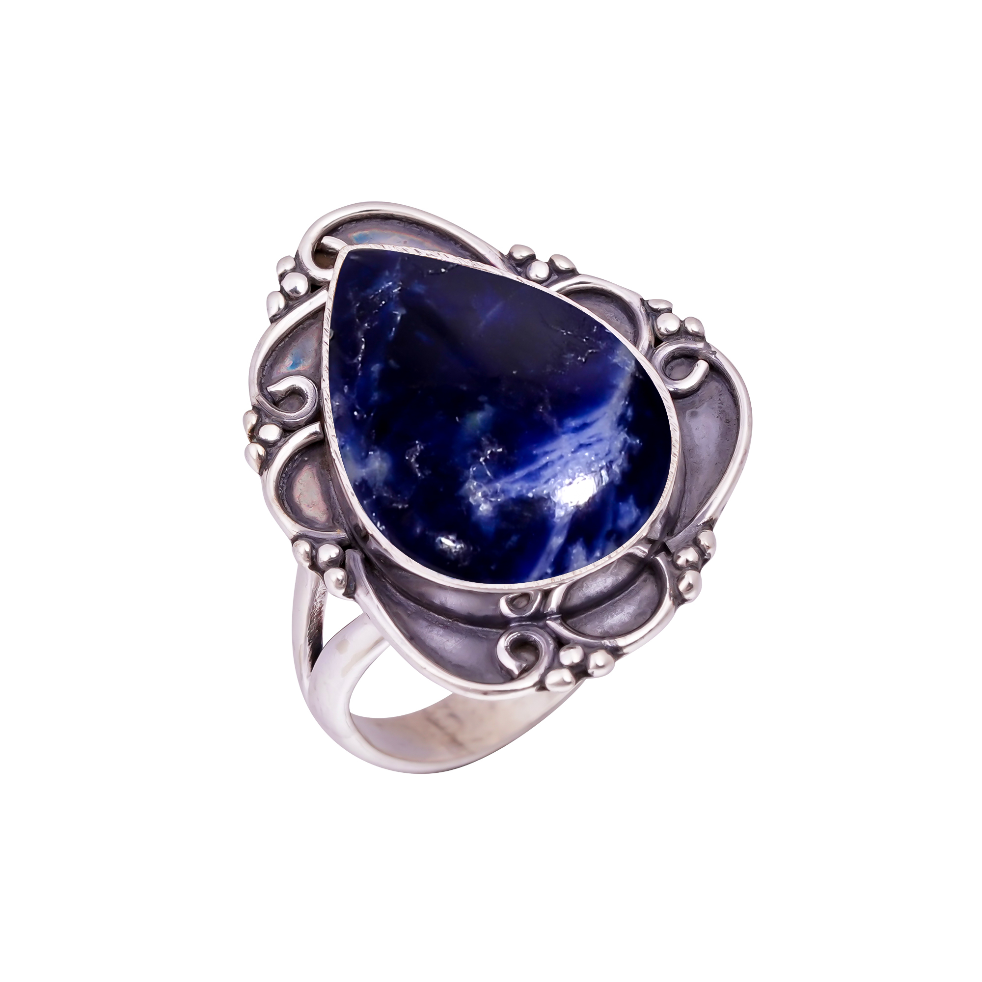 Sodalite - Minas Gerais Gemstone 925 Sterling Silver Ring
