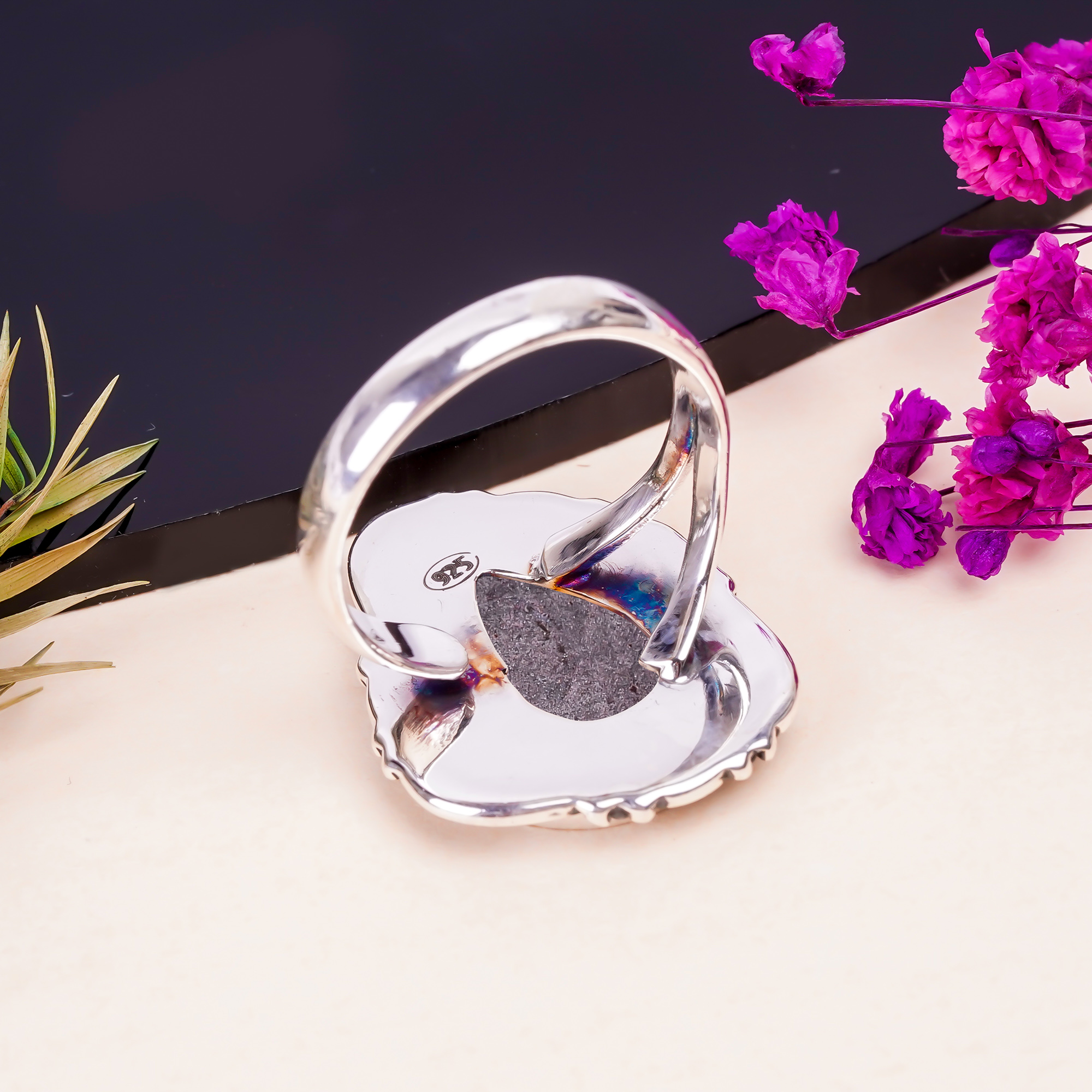 Pink Quartz Drusy - India Gemstone 925 Sterling Silver Ring