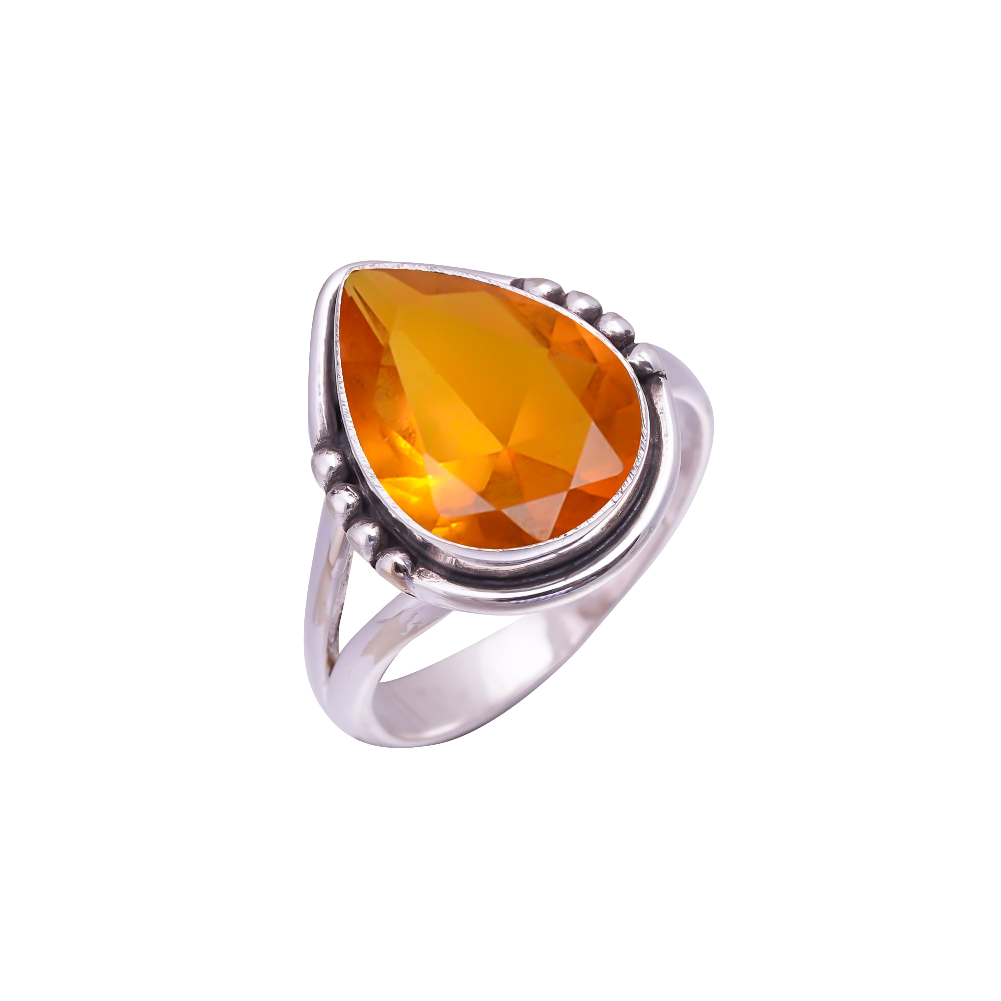 Citrine - Simulated Gemstone 925 Sterling Silver Ring