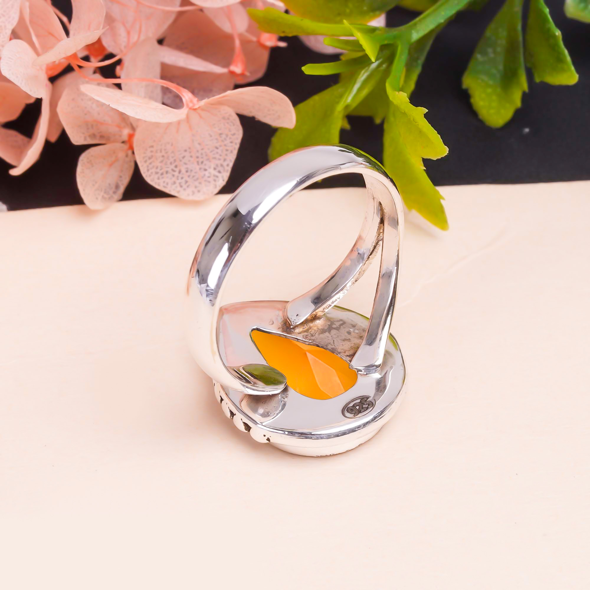Citrine - Simulated Gemstone 925 Sterling Silver Ring