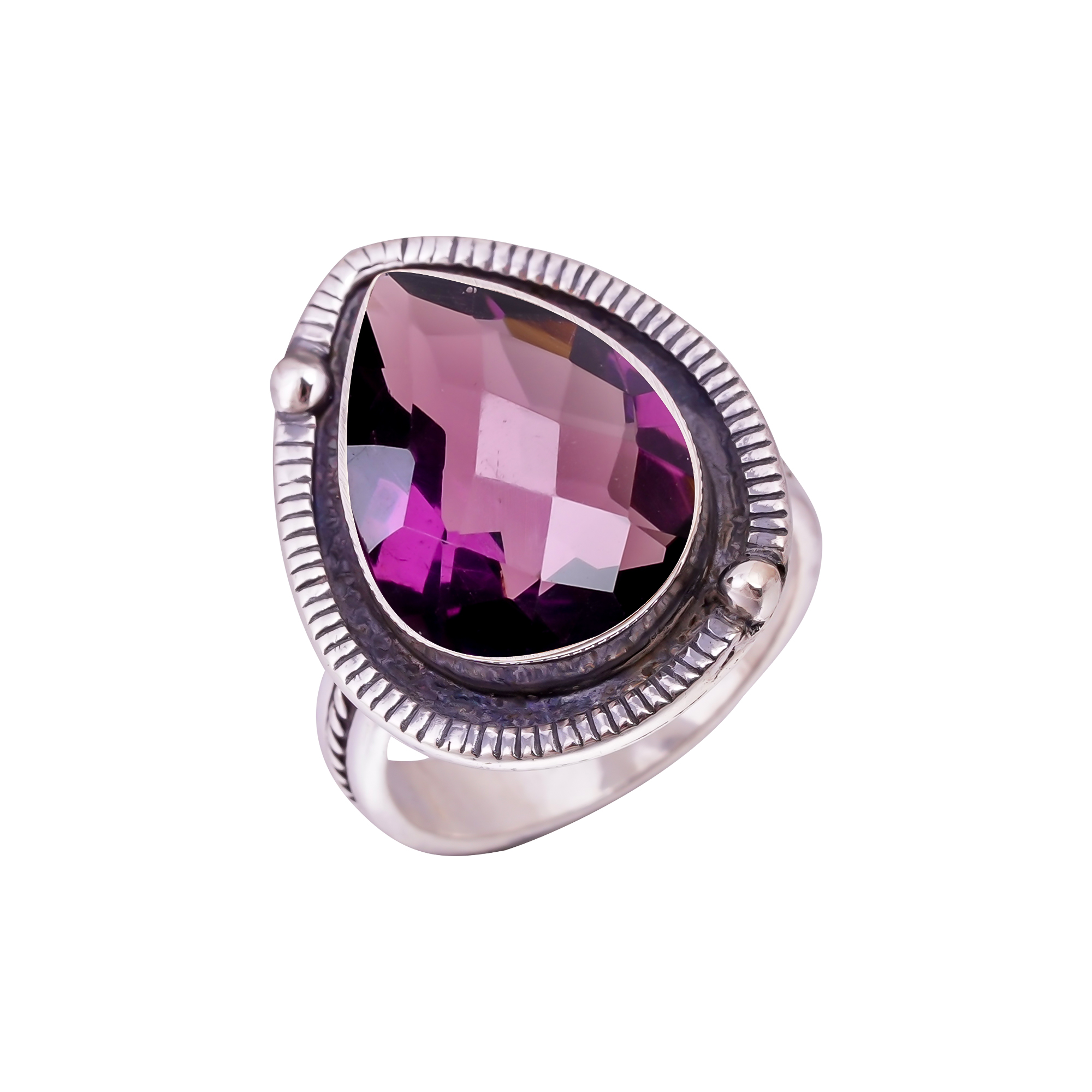 Purple Amethyst - Simulated Gemstone 925 Sterling Silver Ring
