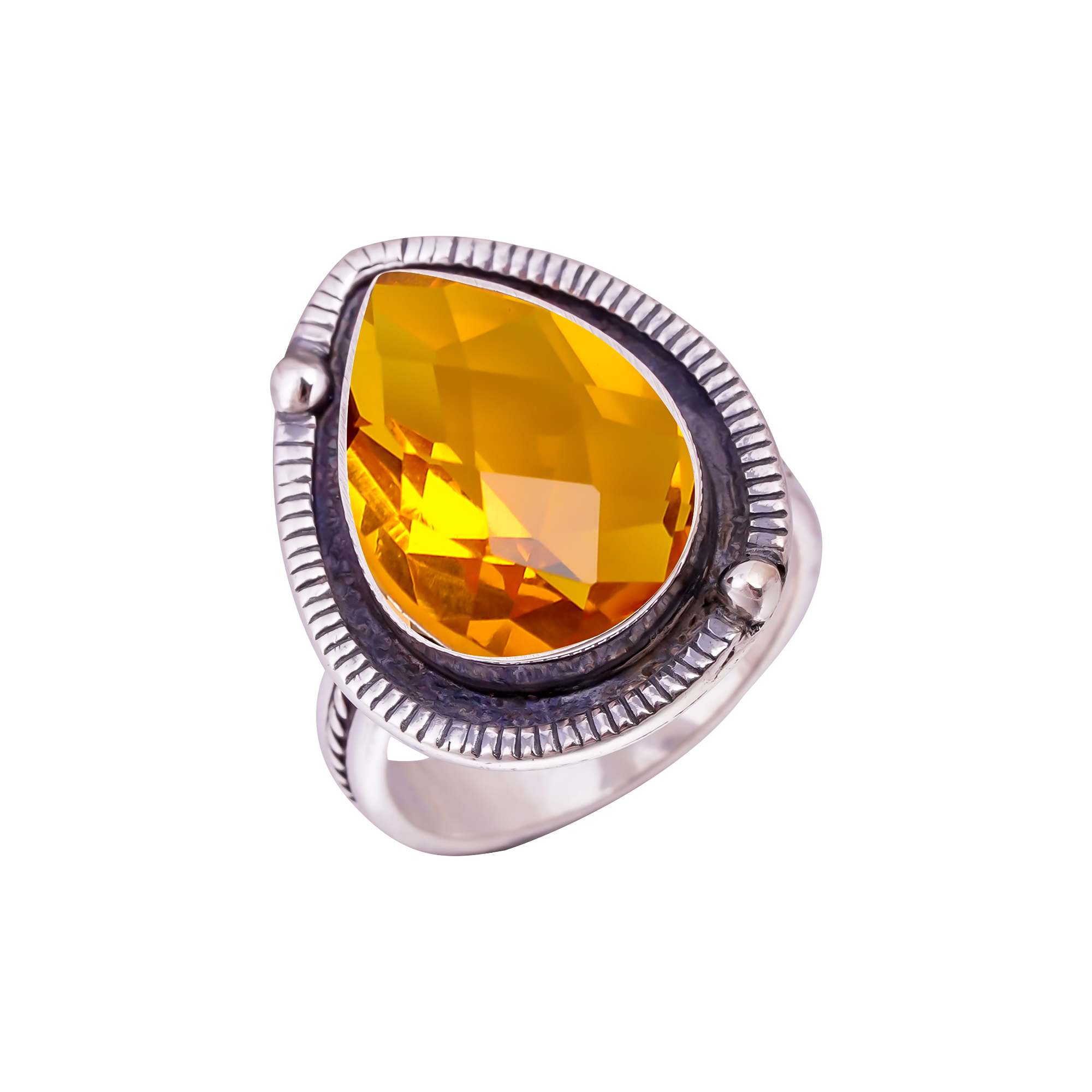 Citrine - Simulated Gemstone 925 Sterling Silver Ring