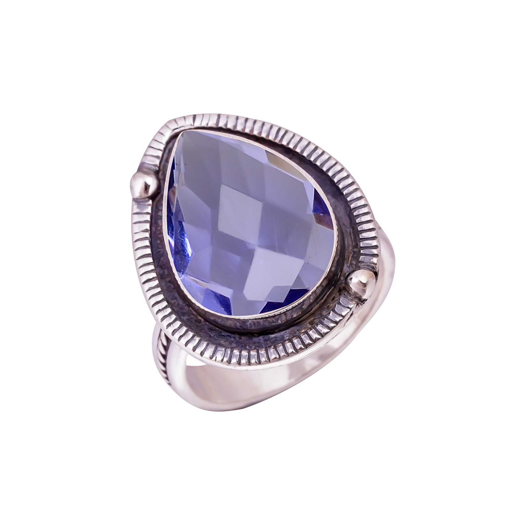 Iolite - Simulated Gemstone 925 Sterling Silver Ring