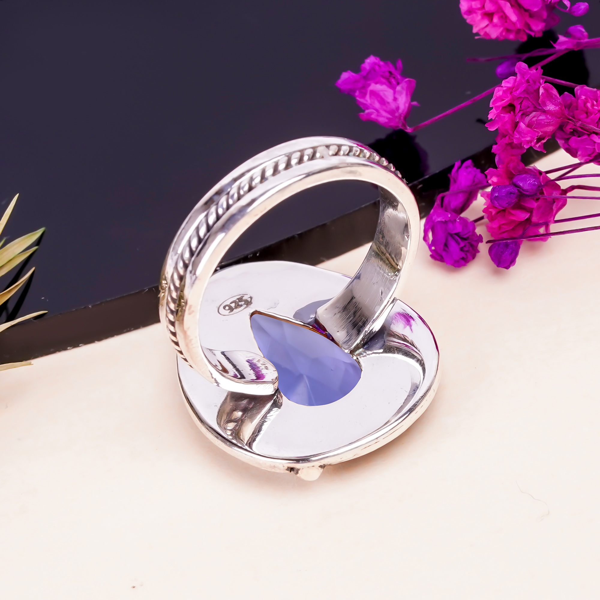 Iolite - Simulated Gemstone 925 Sterling Silver Ring