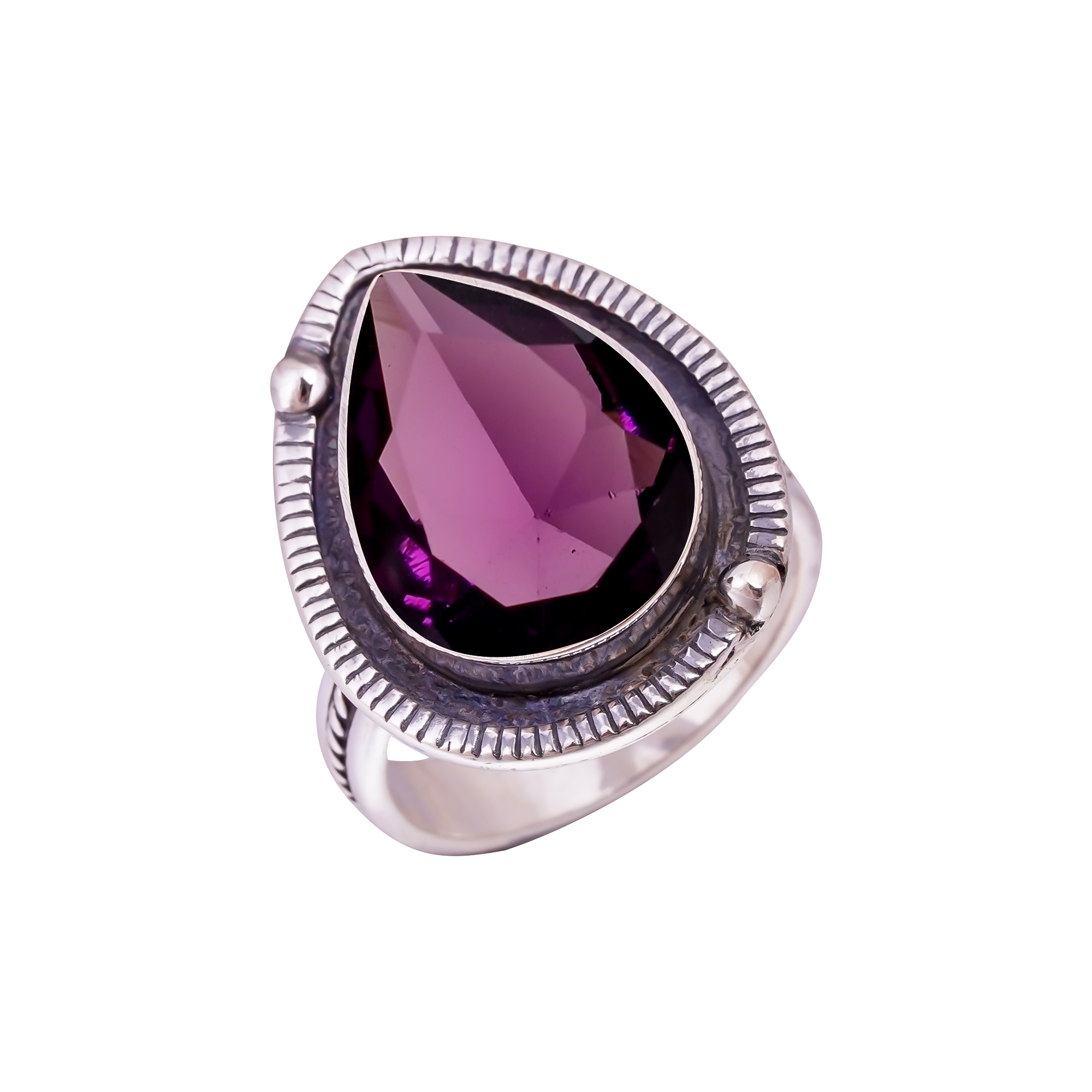 Purple Amethyst - Simulated Gemstone 925 Sterling Silver Ring