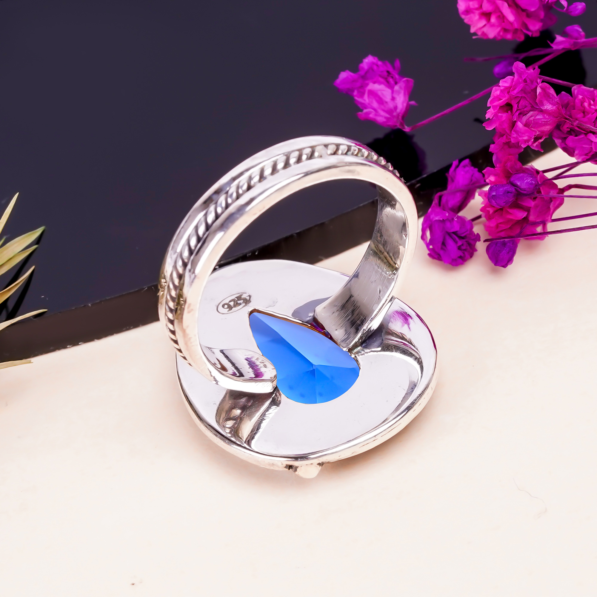 Tanzanite - Simulated Gemstone 925 Sterling Silver Ring