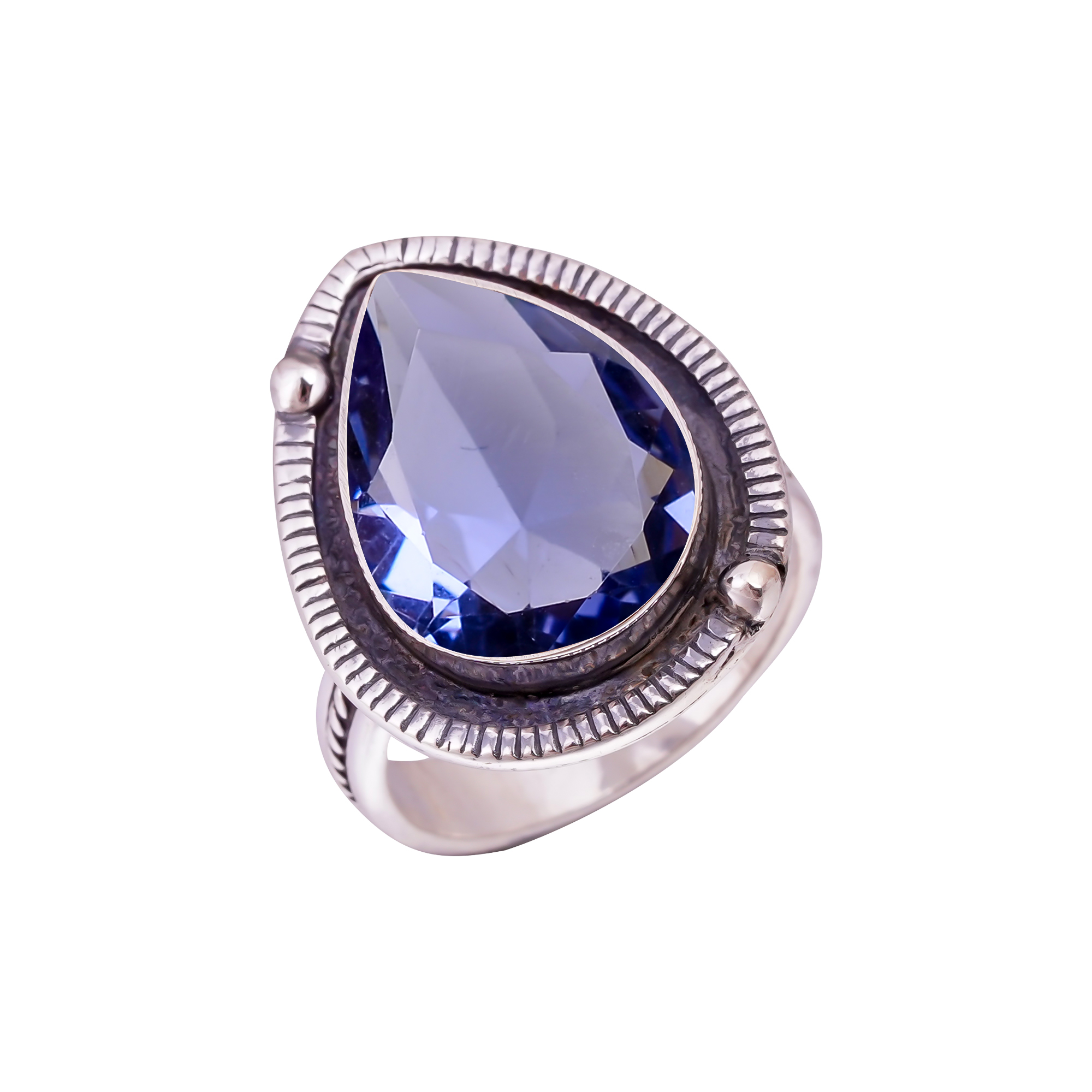 Iolite - Simulated Gemstone 925 Sterling Silver Ring