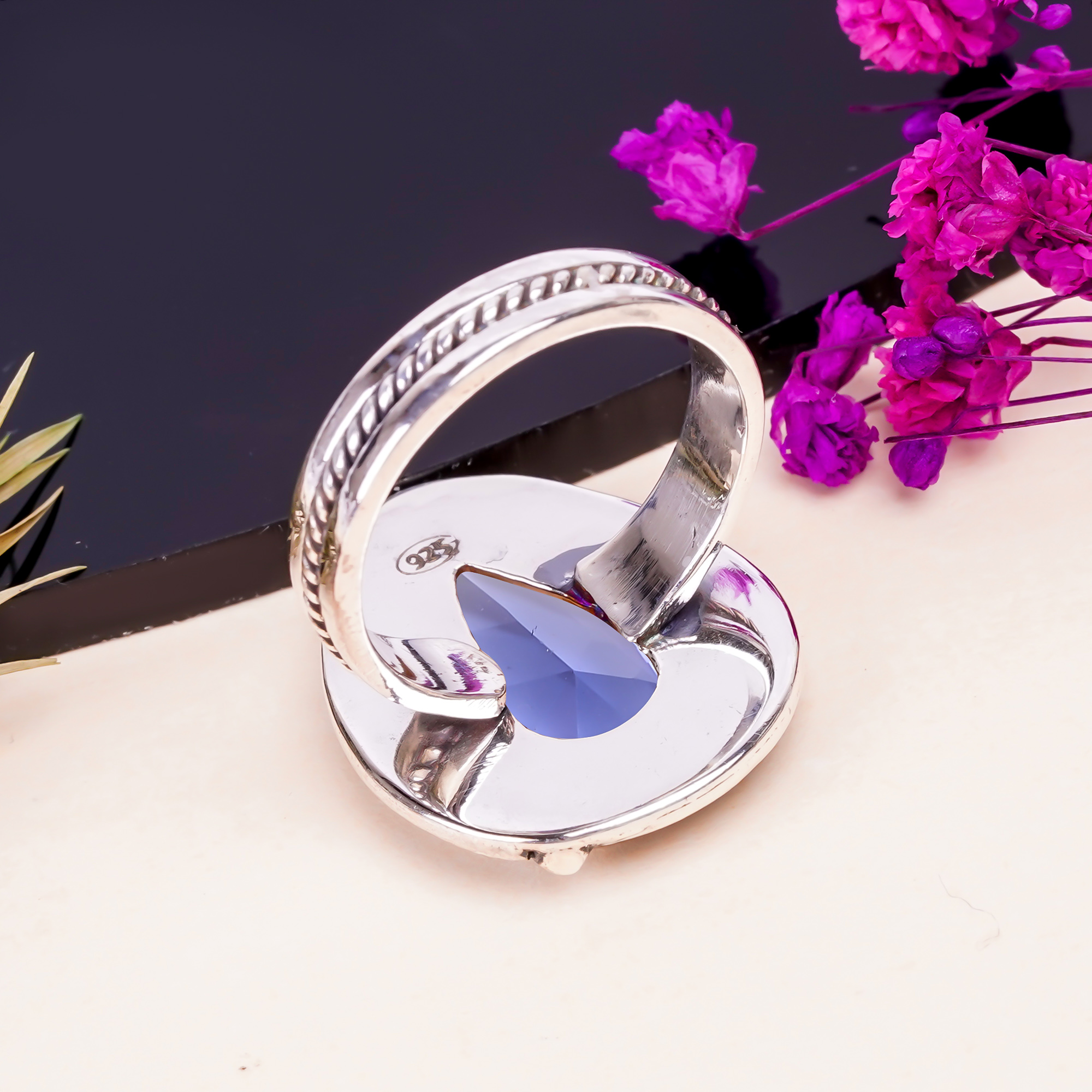 Iolite - Simulated Gemstone 925 Sterling Silver Ring