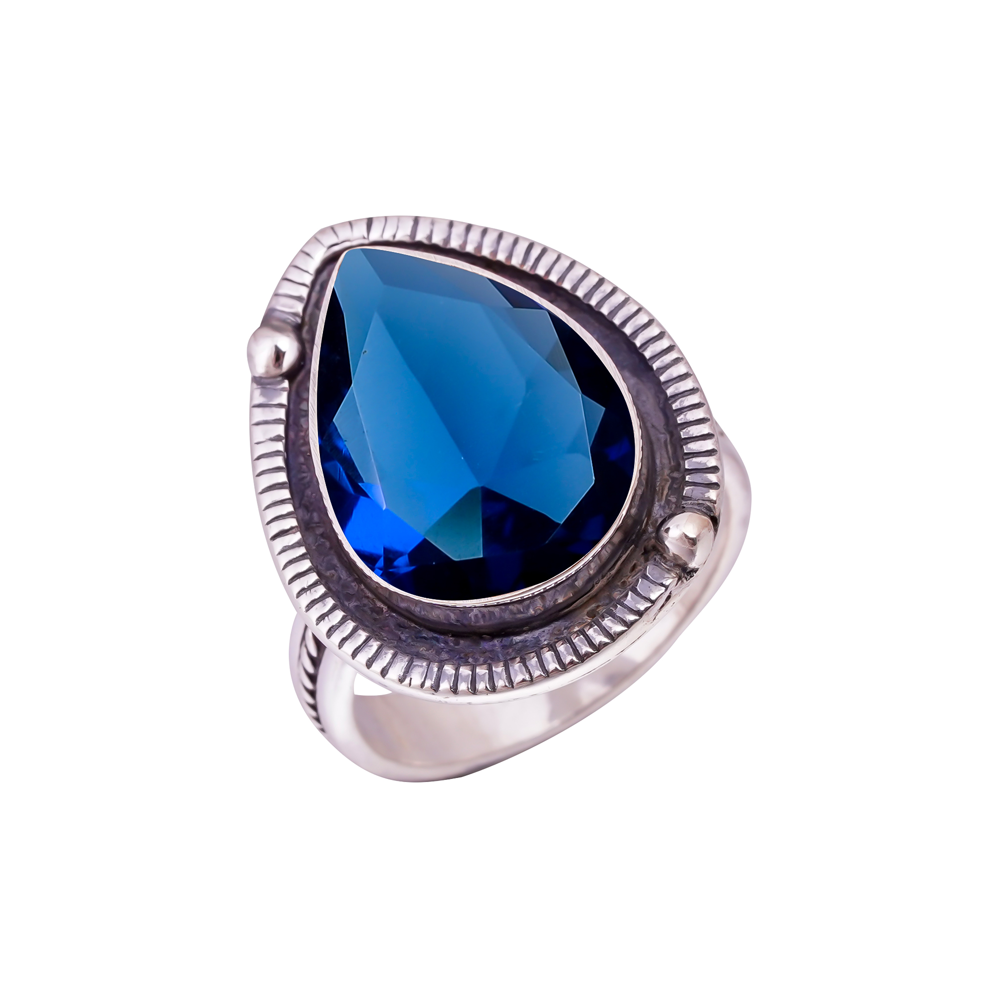 Blue Sapphire - Simulated Gemstone 925 Sterling Silver Ring