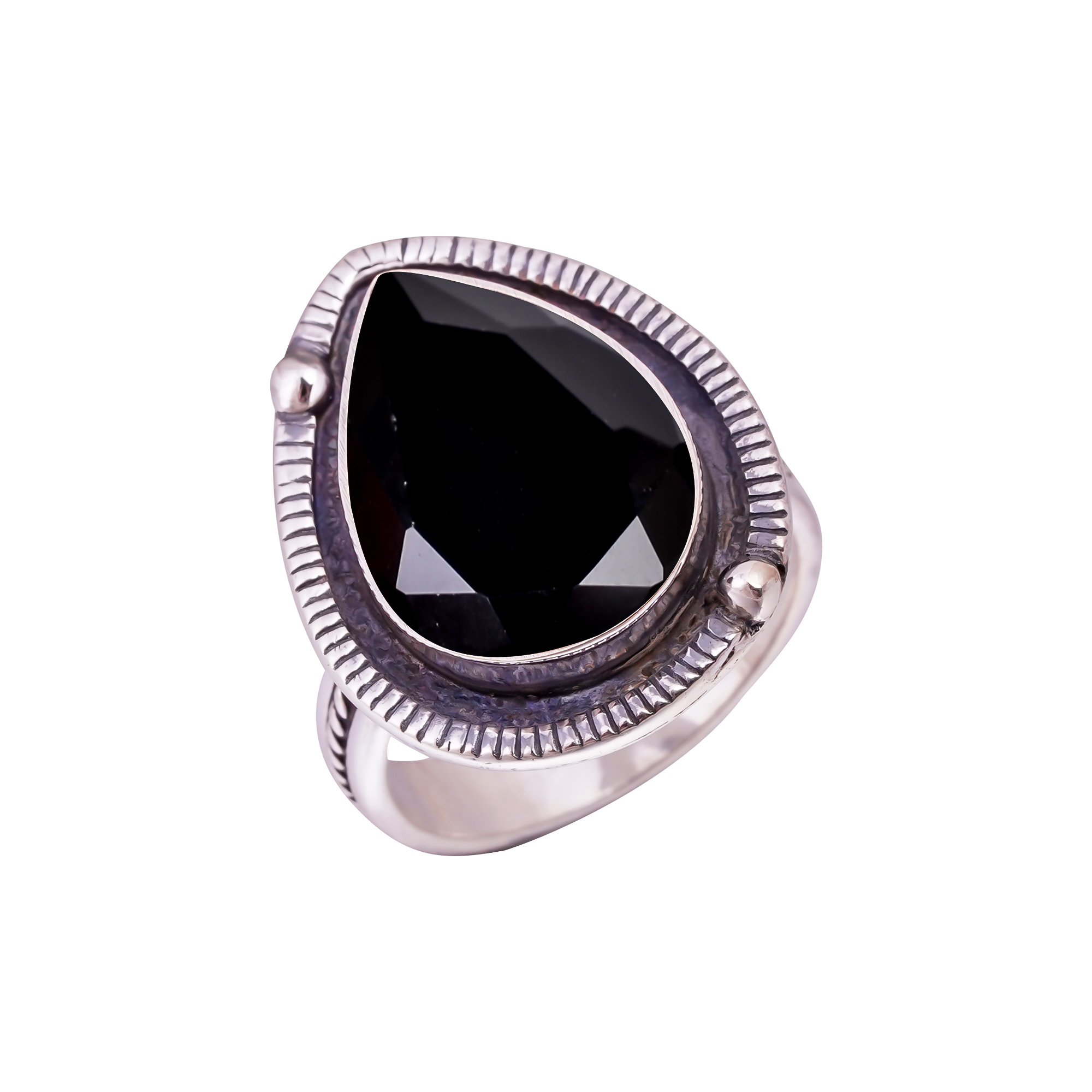 Black Onyx - Simulated Gemstone 925 Sterling Silver Ring