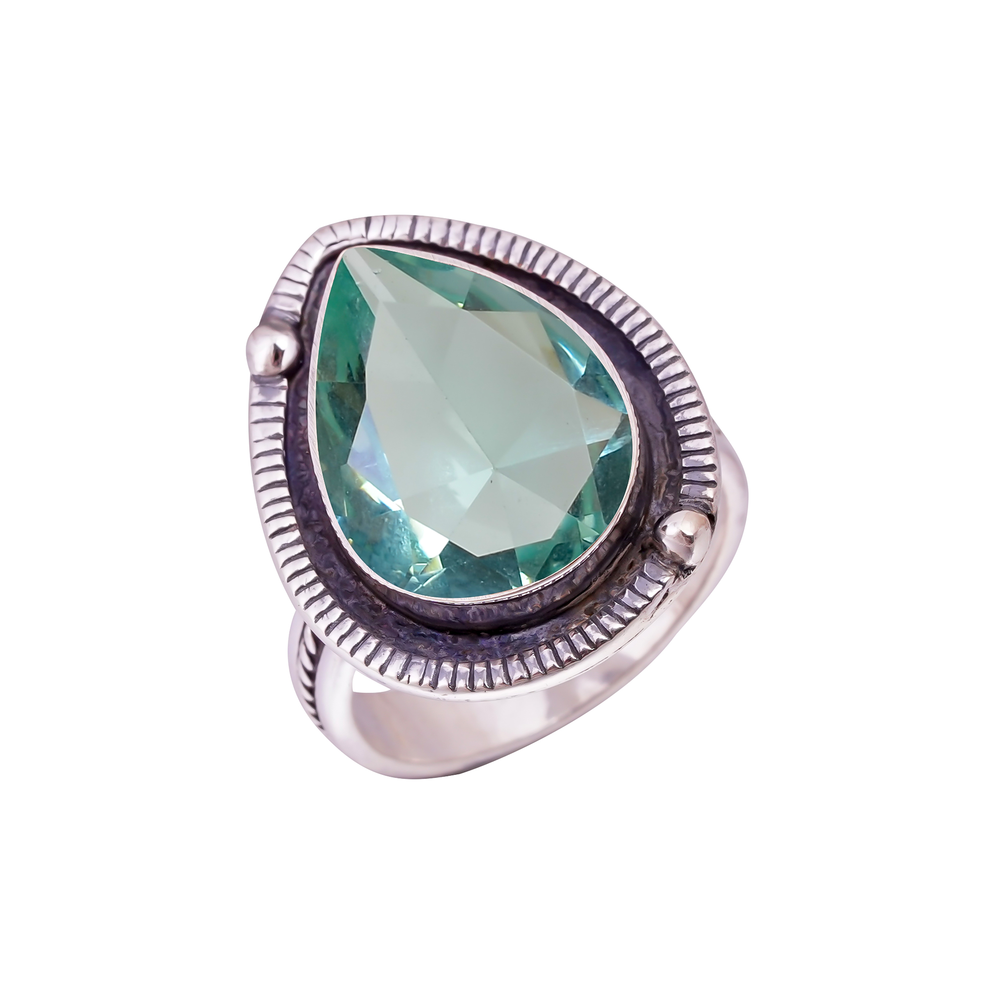 Aquamarine - Simulated Gemstone 925 Sterling Silver Ring