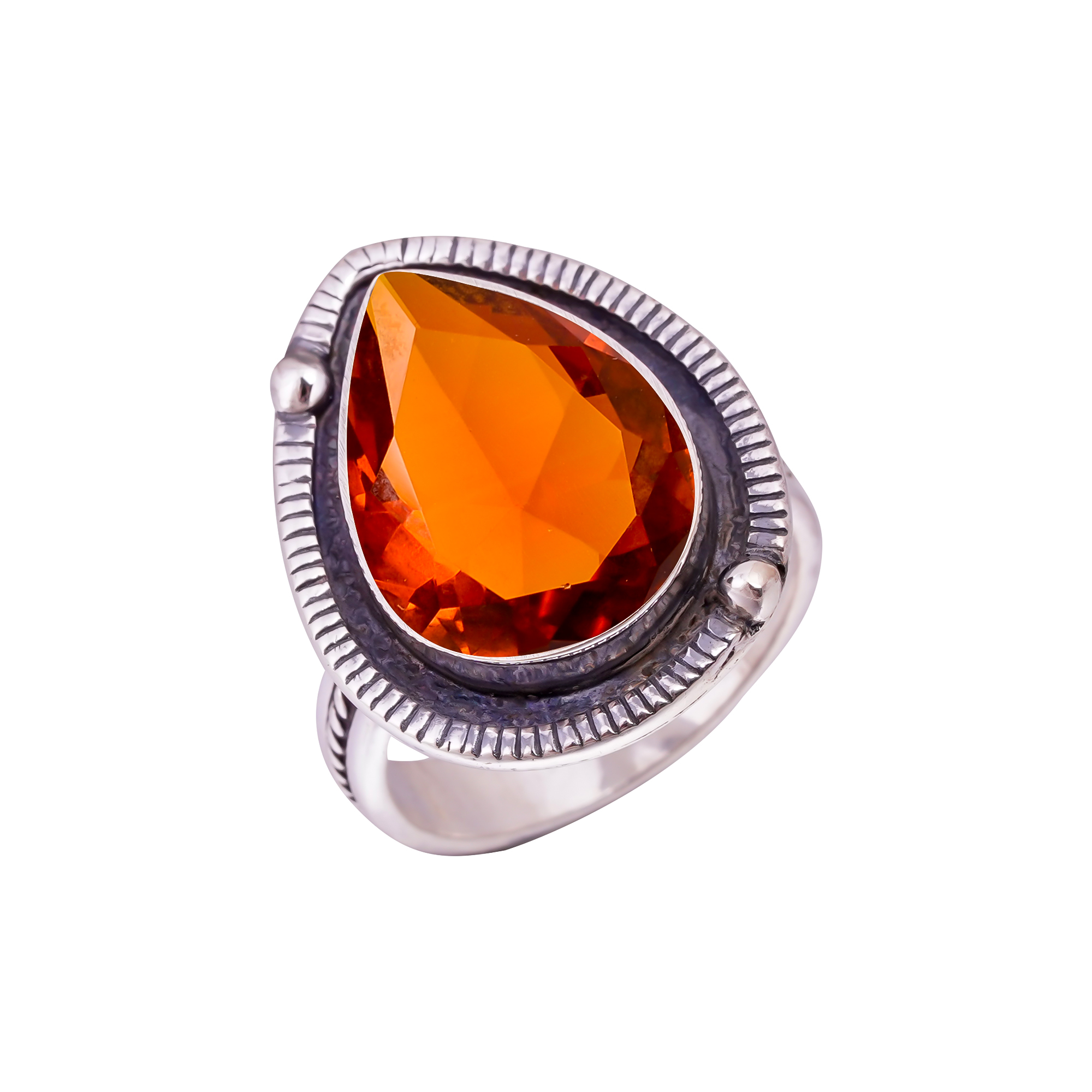 Hessonite Garnet - Simulated Gemstone 925 Sterling Silver Ring