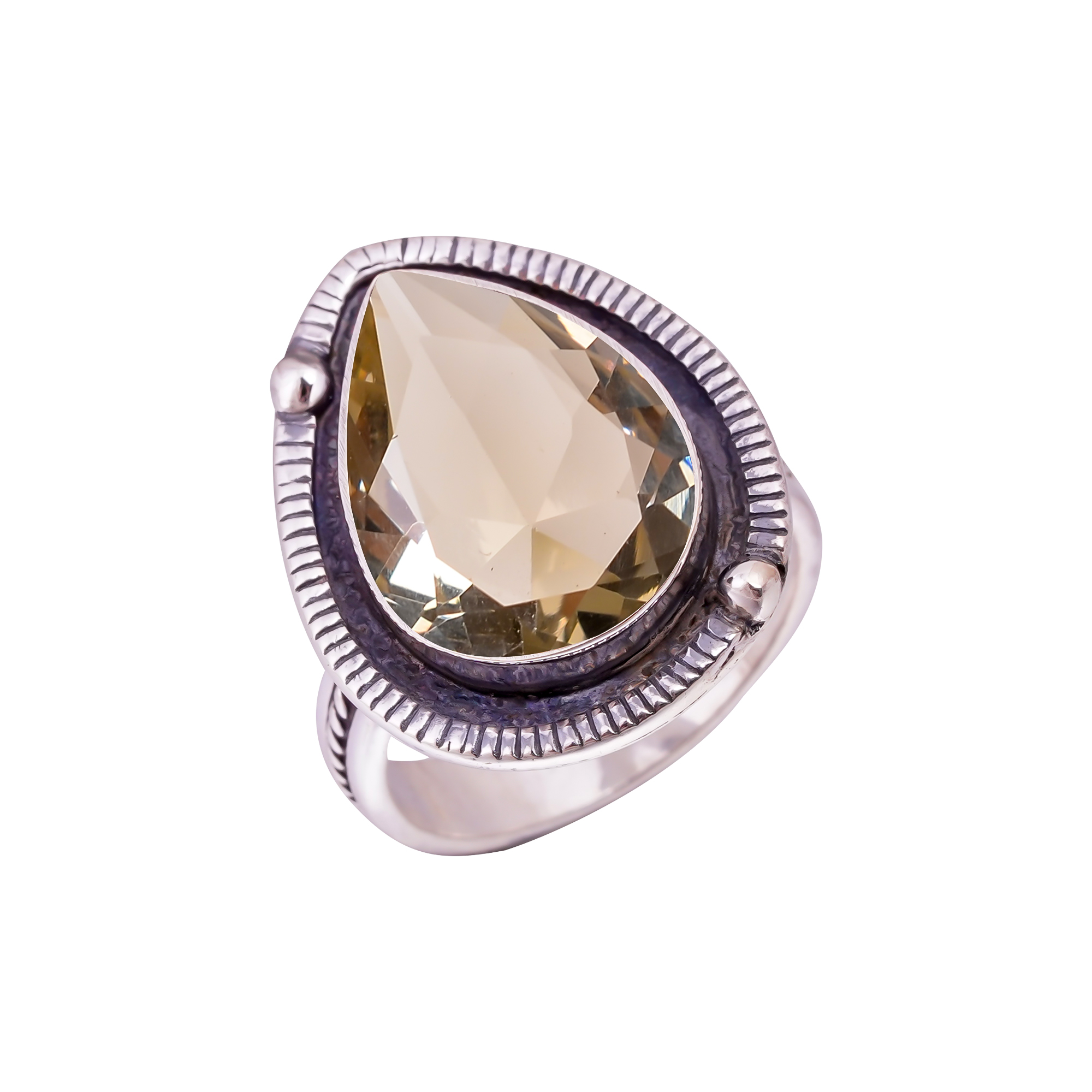 Smokey - Simulated Gemstone 925 Sterling Silver Ring