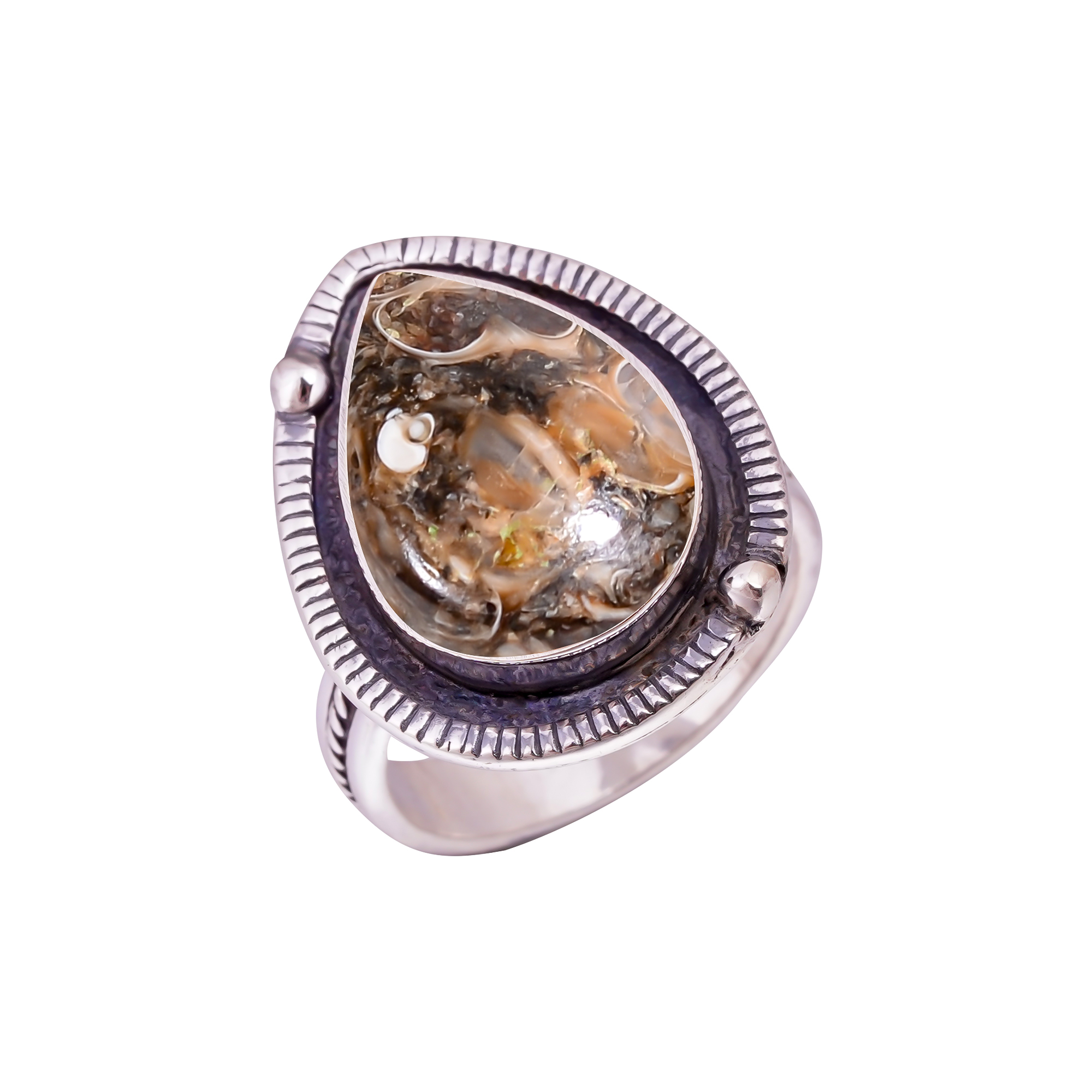 Turritella Agate - Wyoming Gemstone 925 Sterling Silver Ring